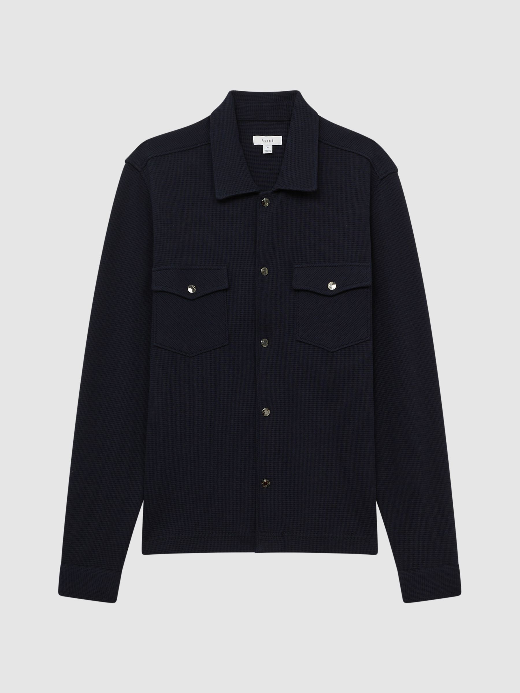 Cotton Twin Pocket Overshirt in Navy - Image 2 of 6
