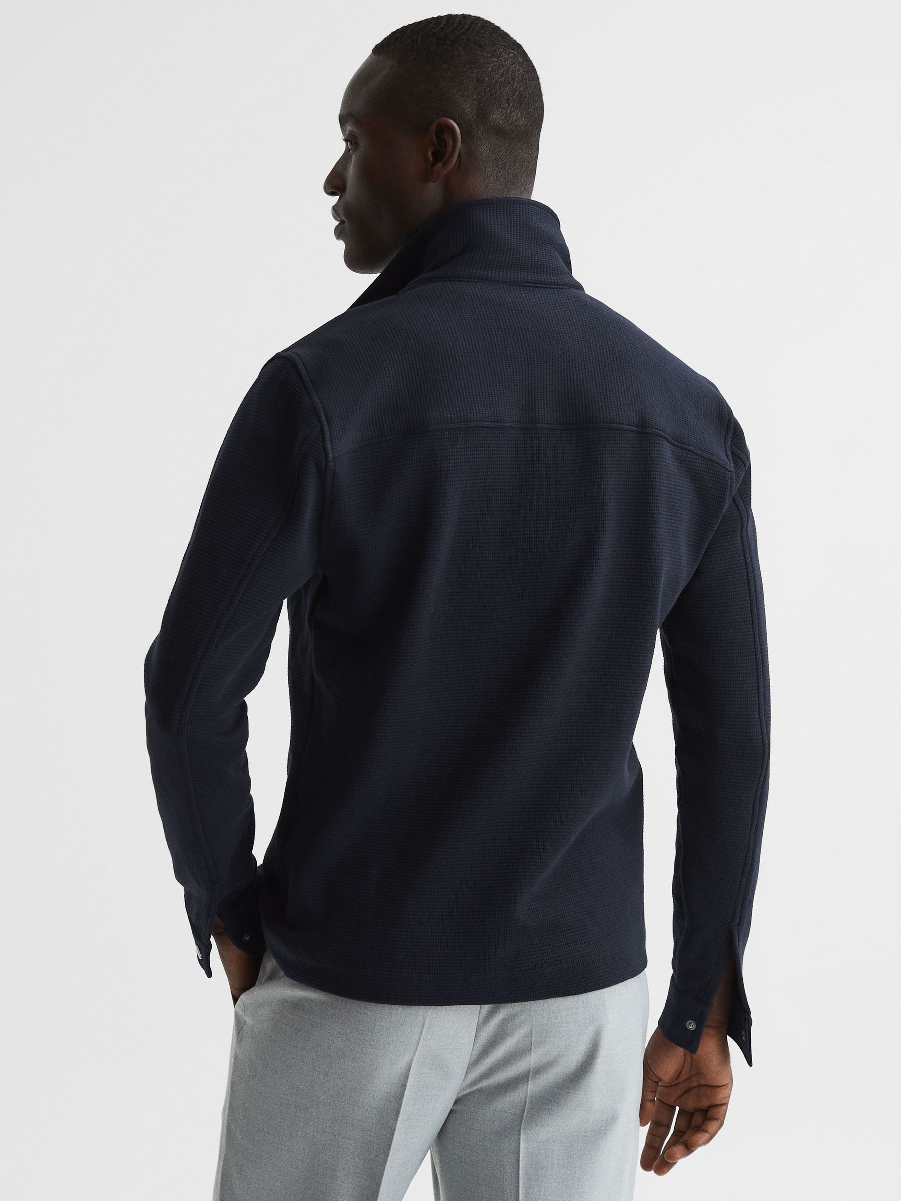 Cotton Twin Pocket Overshirt in Navy - Image 5 of 6