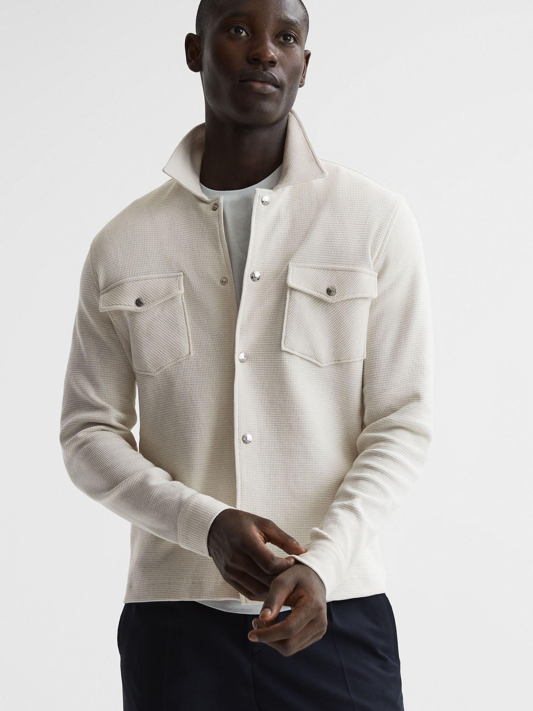 Cotton Twin Pocket Overshirt in Ivory - Image 1 of 7