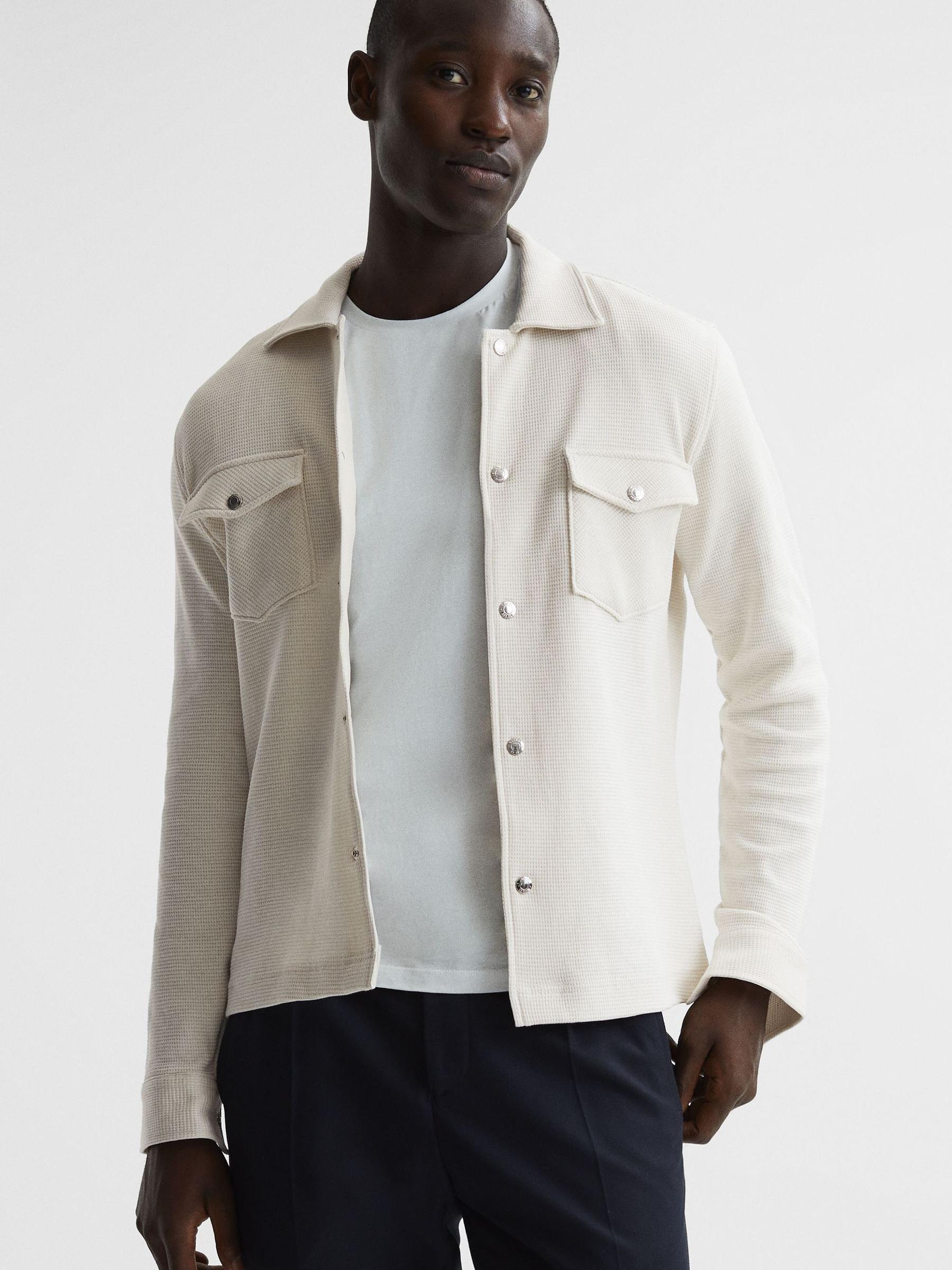 Cotton Twin Pocket Overshirt in Ivory - Image 6 of 7