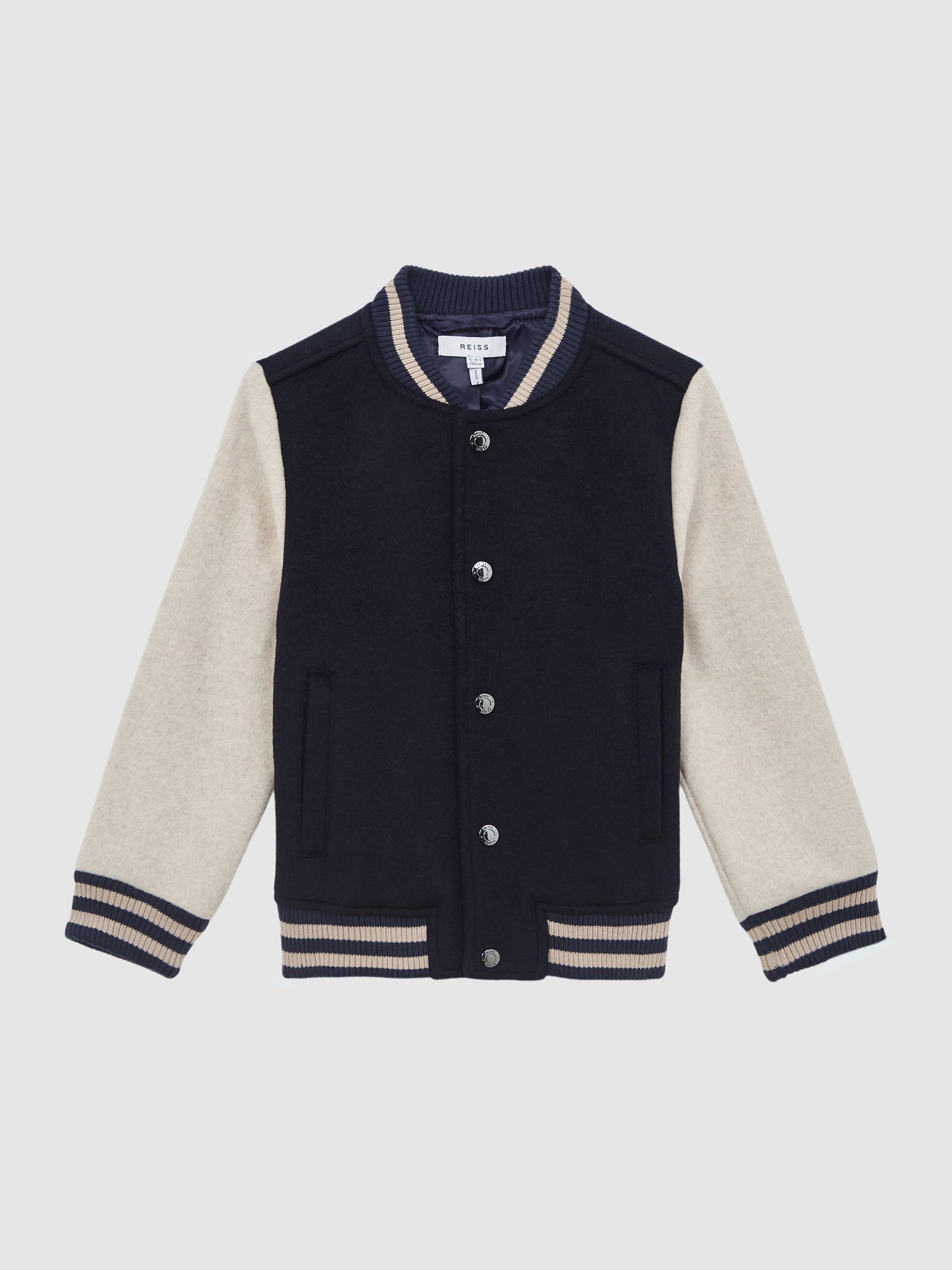 Varsity Bomber Jacket in Navy - Image 2 of 7