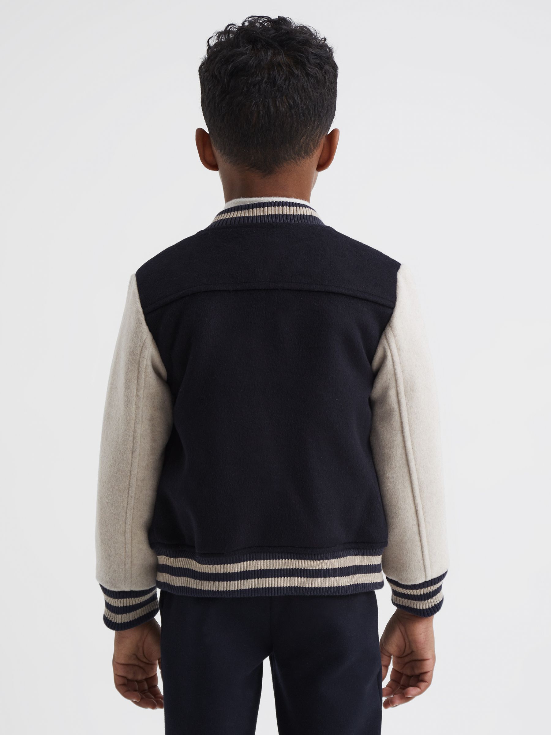 Varsity Bomber Jacket in Navy - Image 5 of 7