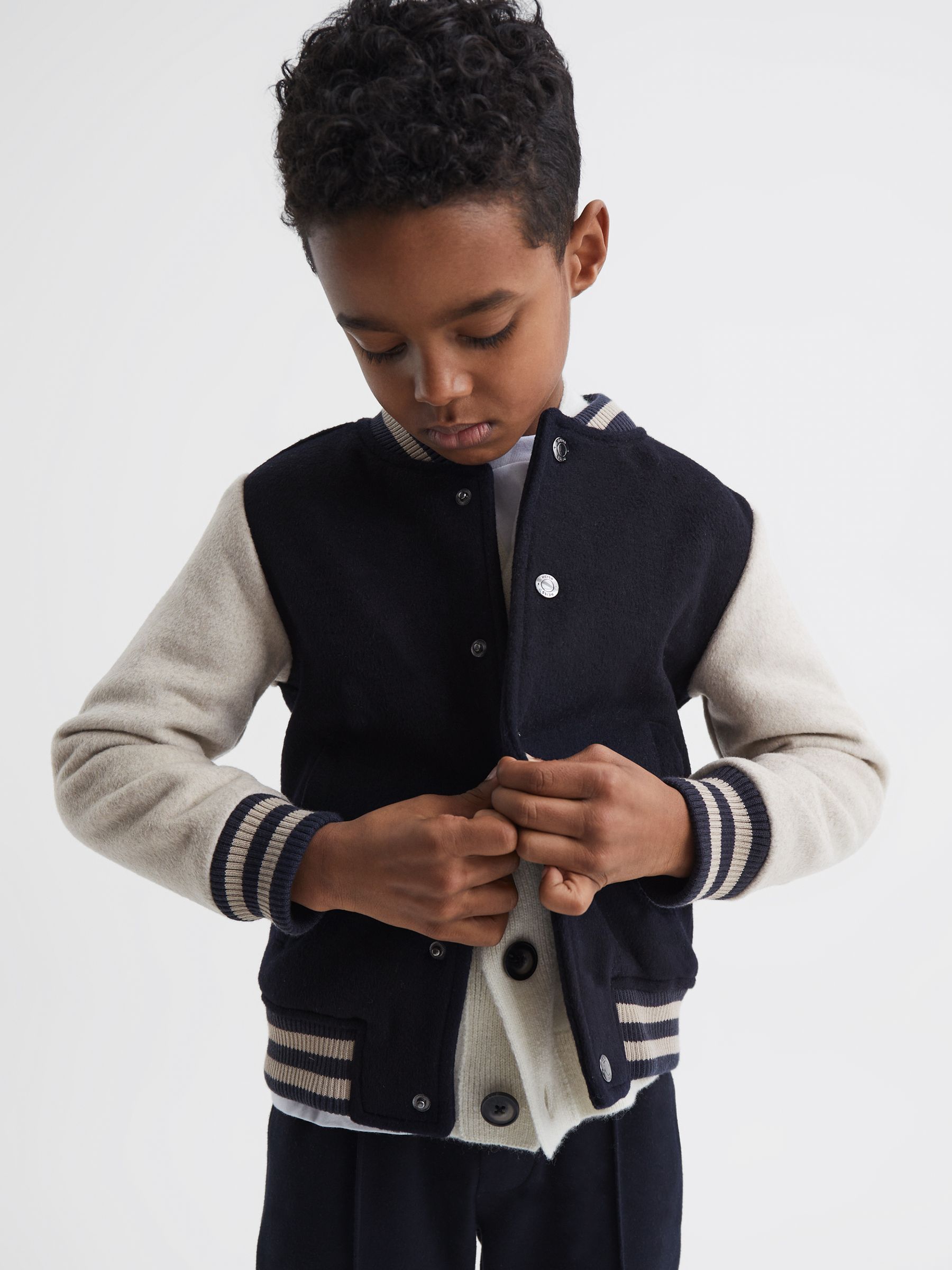 Varsity Bomber Jacket in Navy - Image 6 of 7