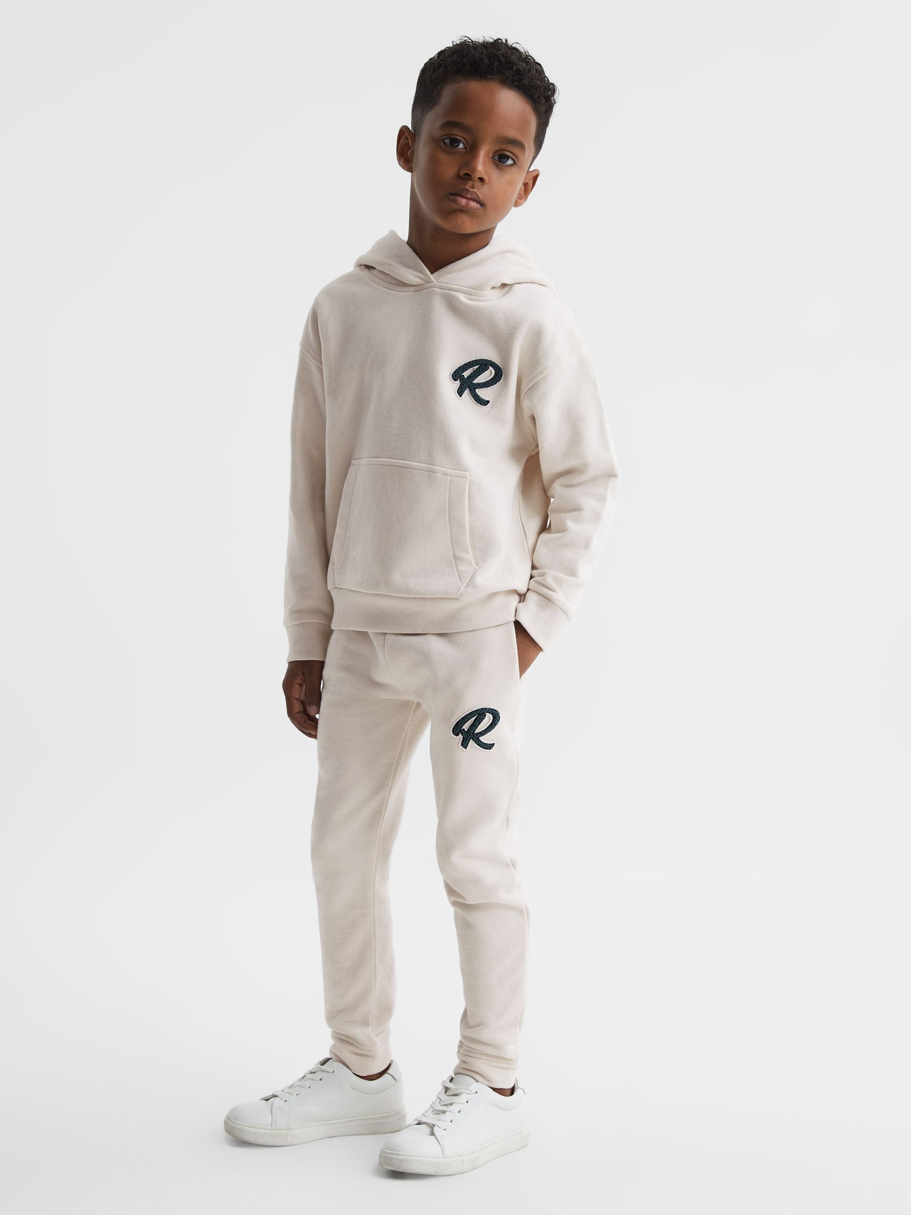 Garment Dyed Logo Joggers in Cream - Image 1 of 6