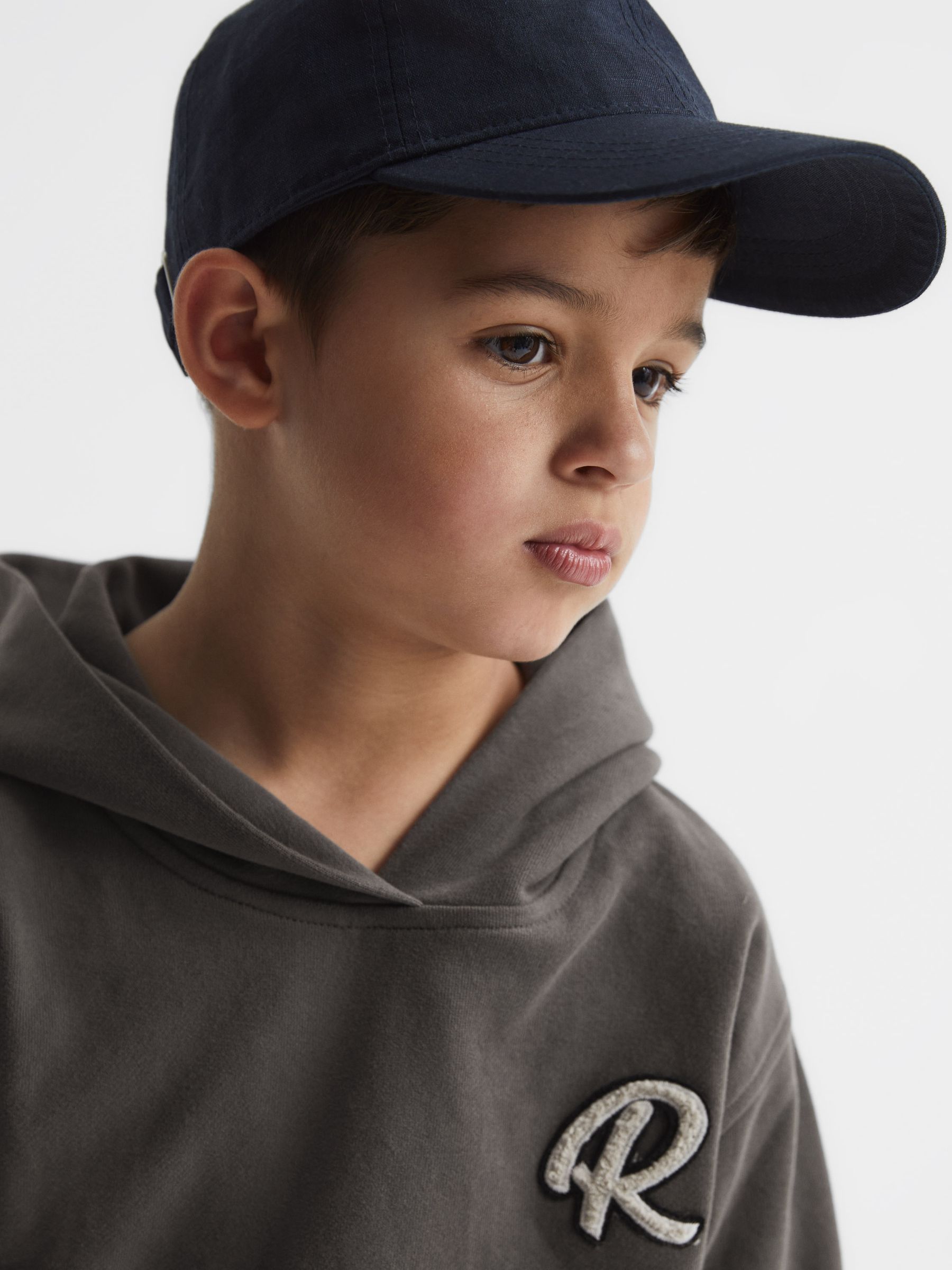 Relaxed Garment Dyed Logo Hoodie in Olive - Image 4 of 6