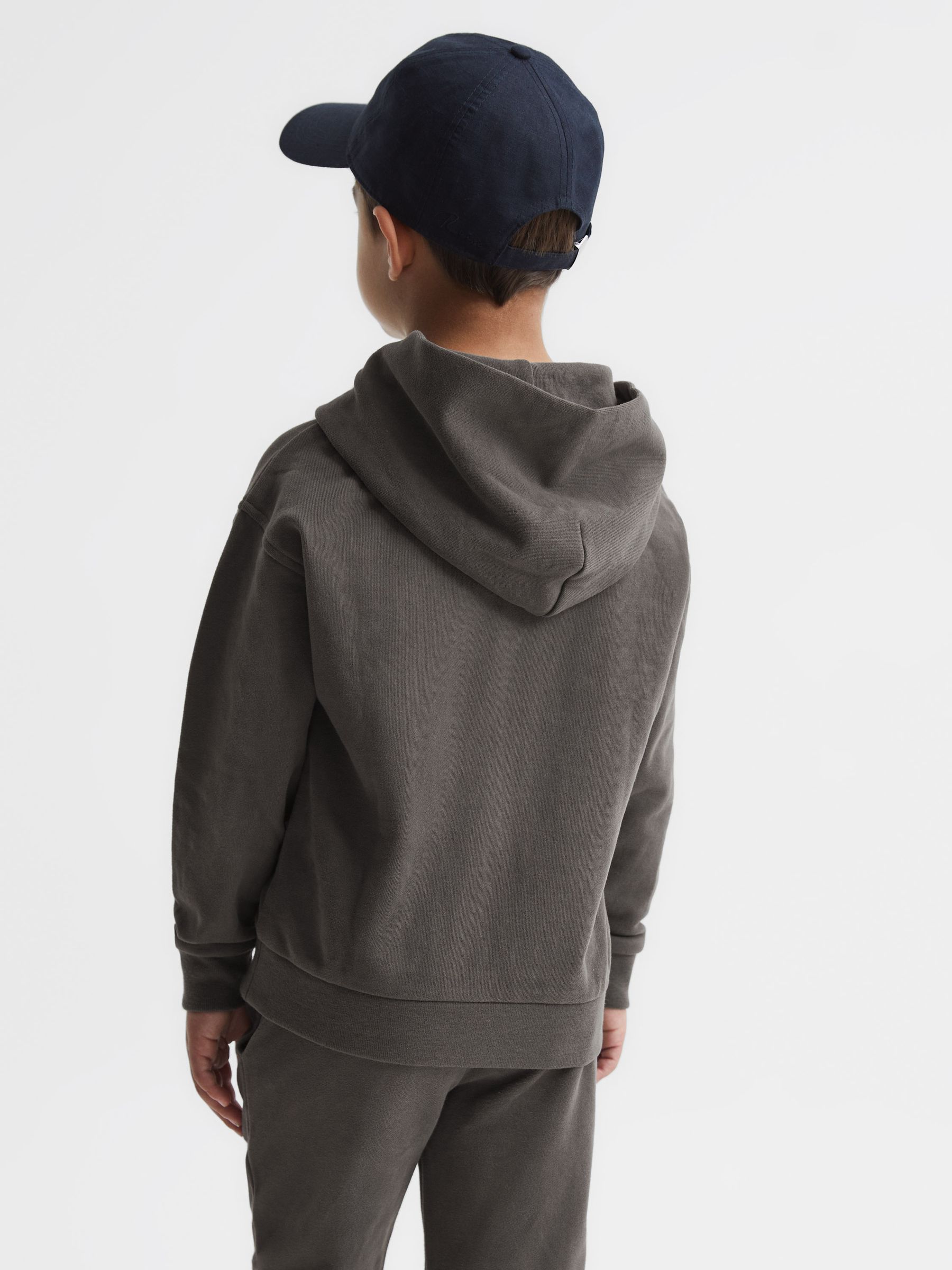 Relaxed Garment Dyed Logo Hoodie in Olive - Image 5 of 6