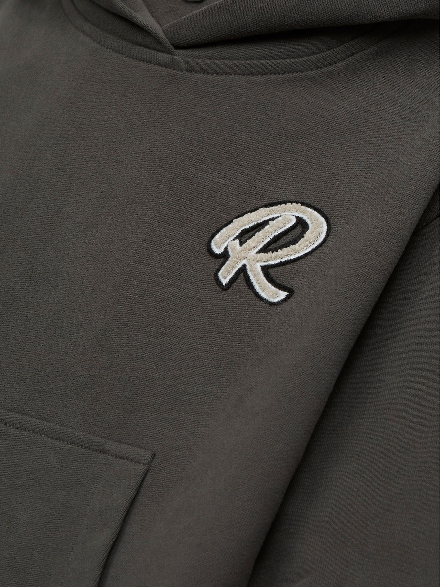 Relaxed Garment Dyed Logo Hoodie in Olive - Image 6 of 6