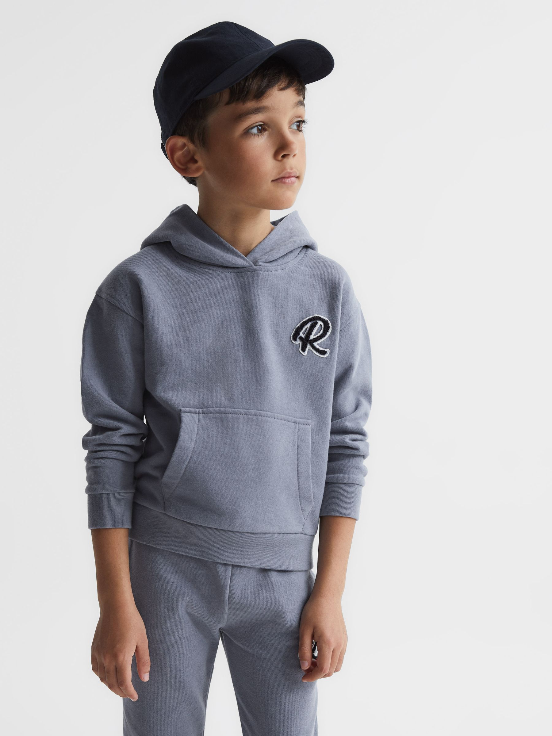 Senior Relaxed Garment Dyed Logo Hoodie in Ashley Blue - Image 3 of 6