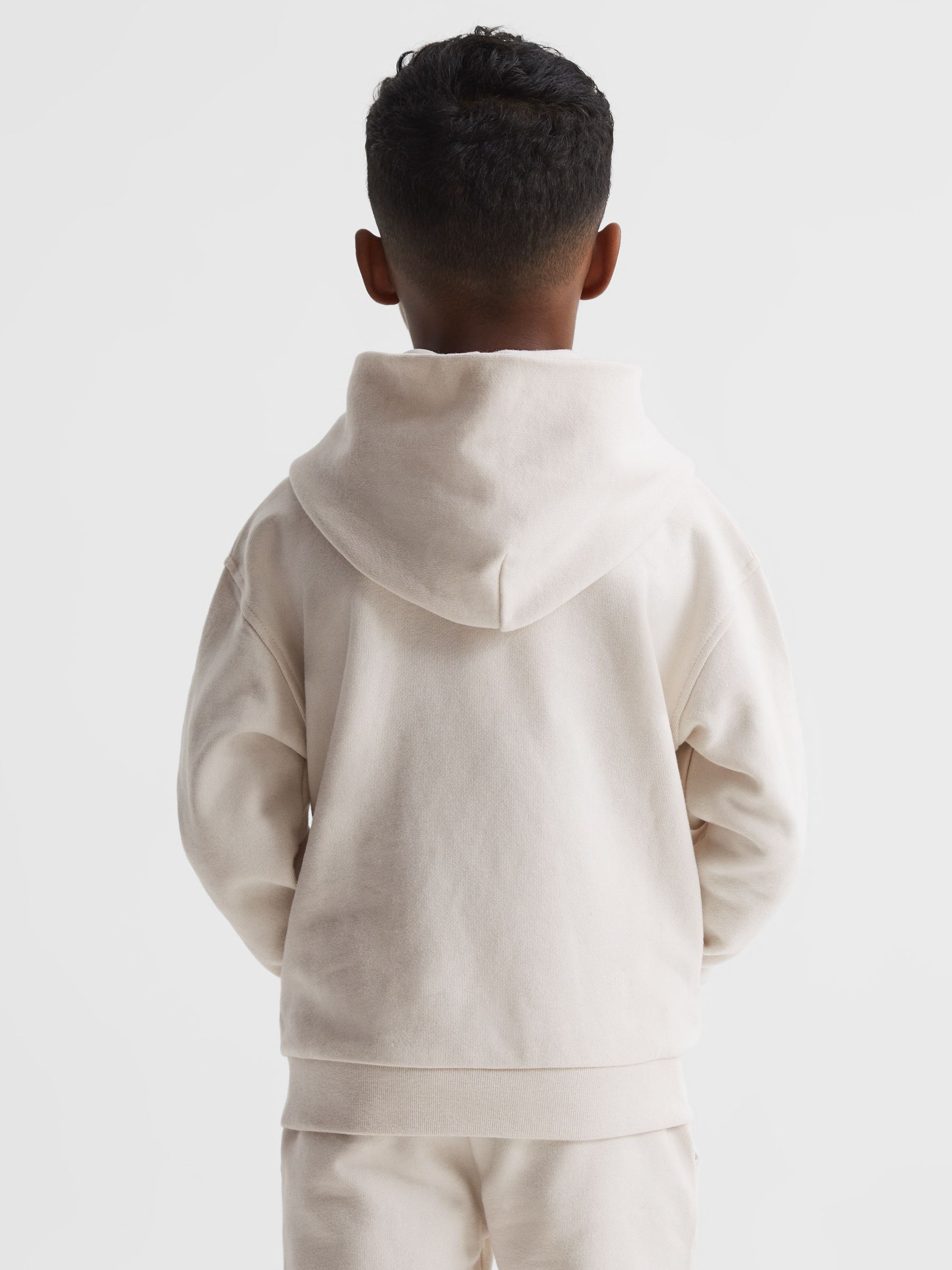 Relaxed Garment Dyed Logo Hoodie in Cream - Image 5 of 7