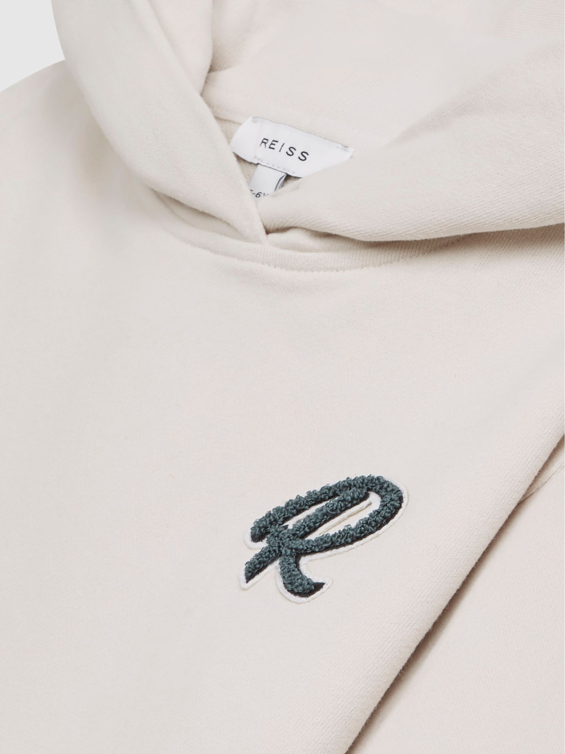 Relaxed Garment Dyed Logo Hoodie in Cream - Image 7 of 7
