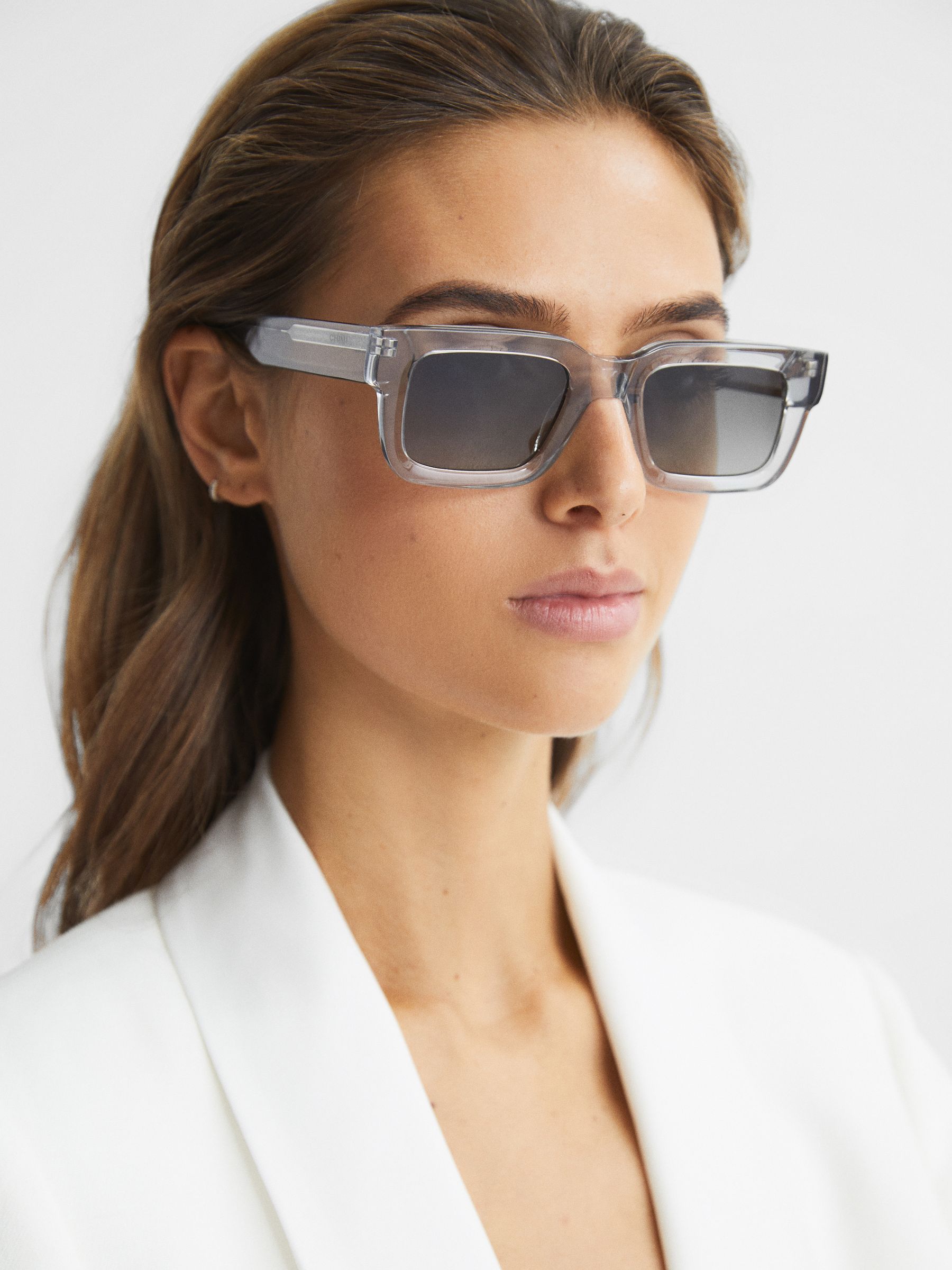 Chimi Rectangular Frame Acetate Sunglasses in Grey - Image 2 of 5