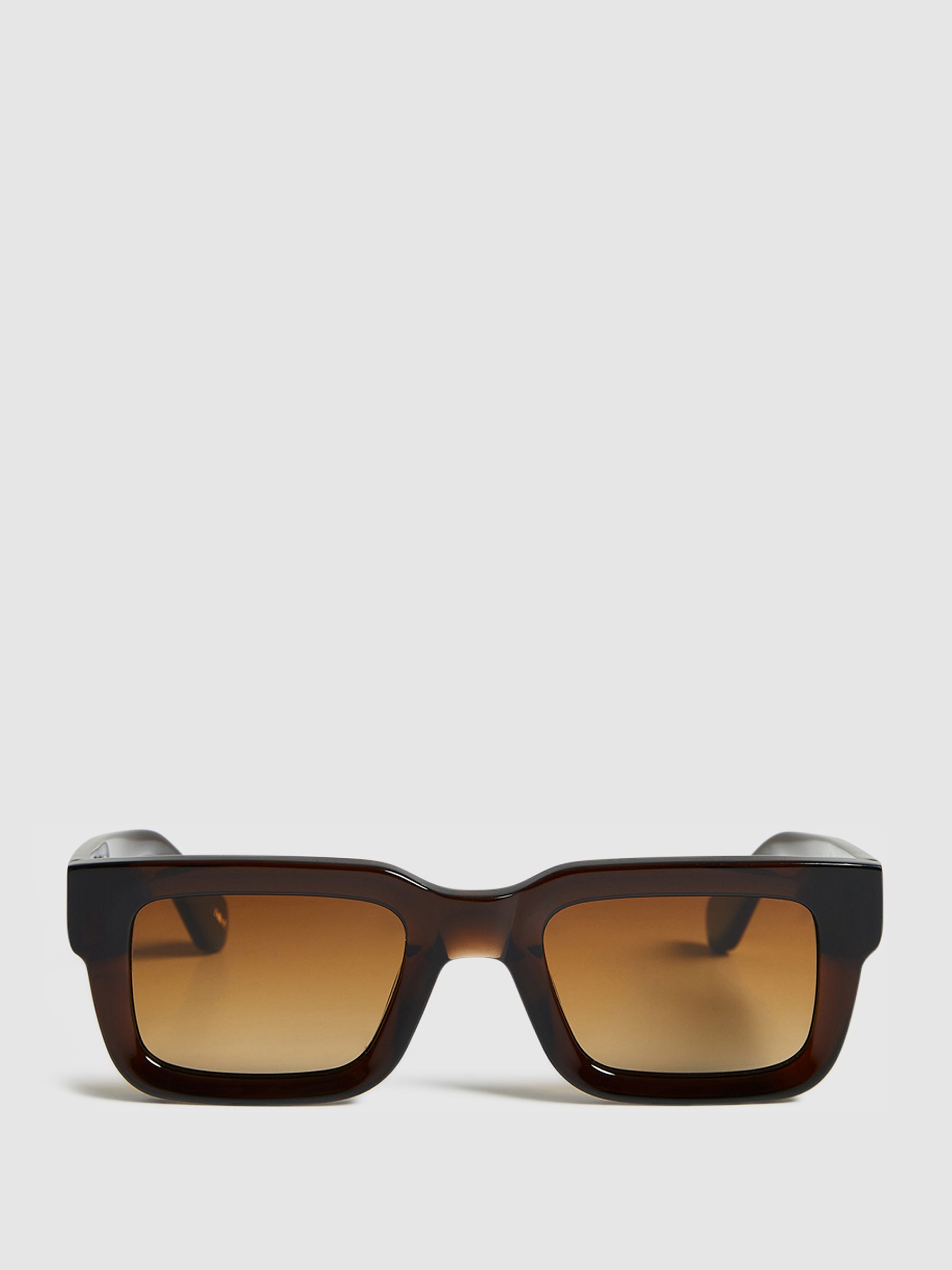 Chimi Rectangular Frame Acetate Sunglasses in Brown - Image 1 of 5
