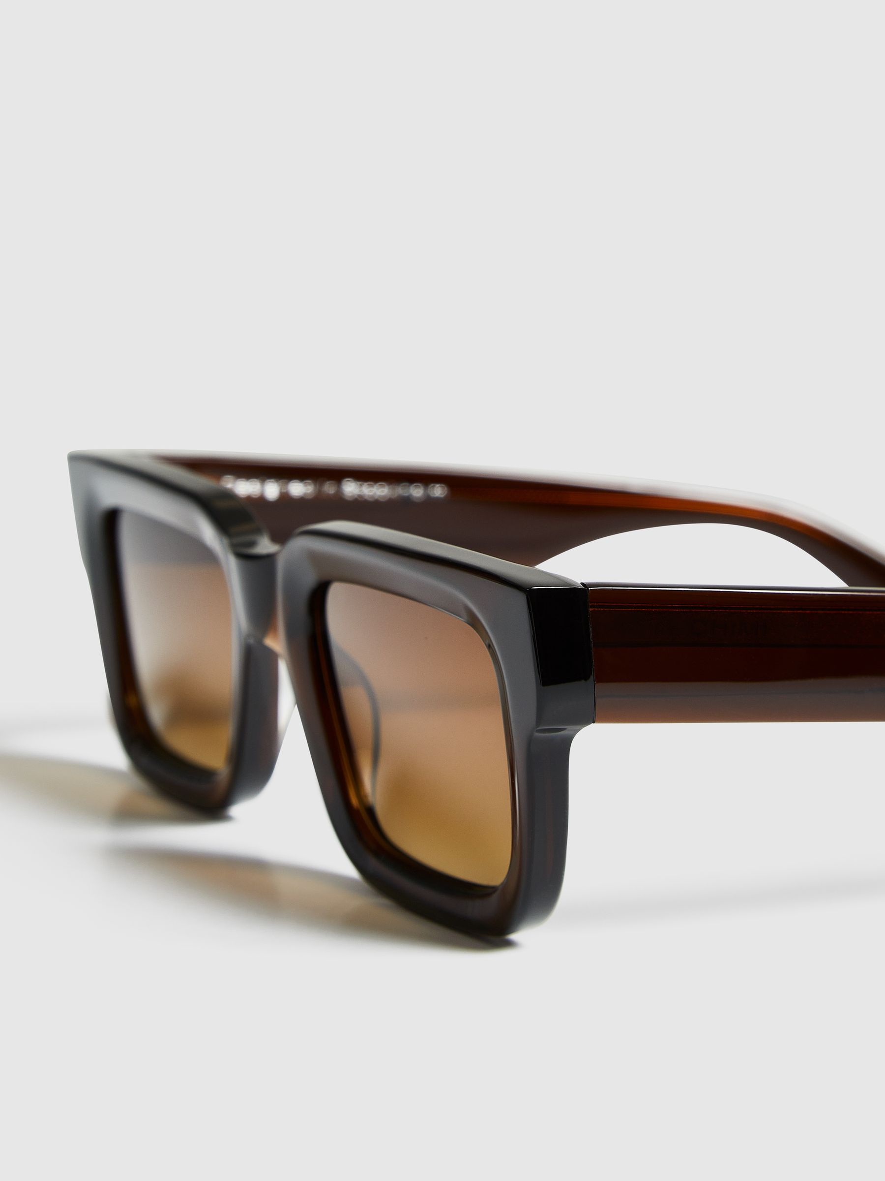 Chimi Rectangular Frame Acetate Sunglasses in Brown - Image 4 of 5