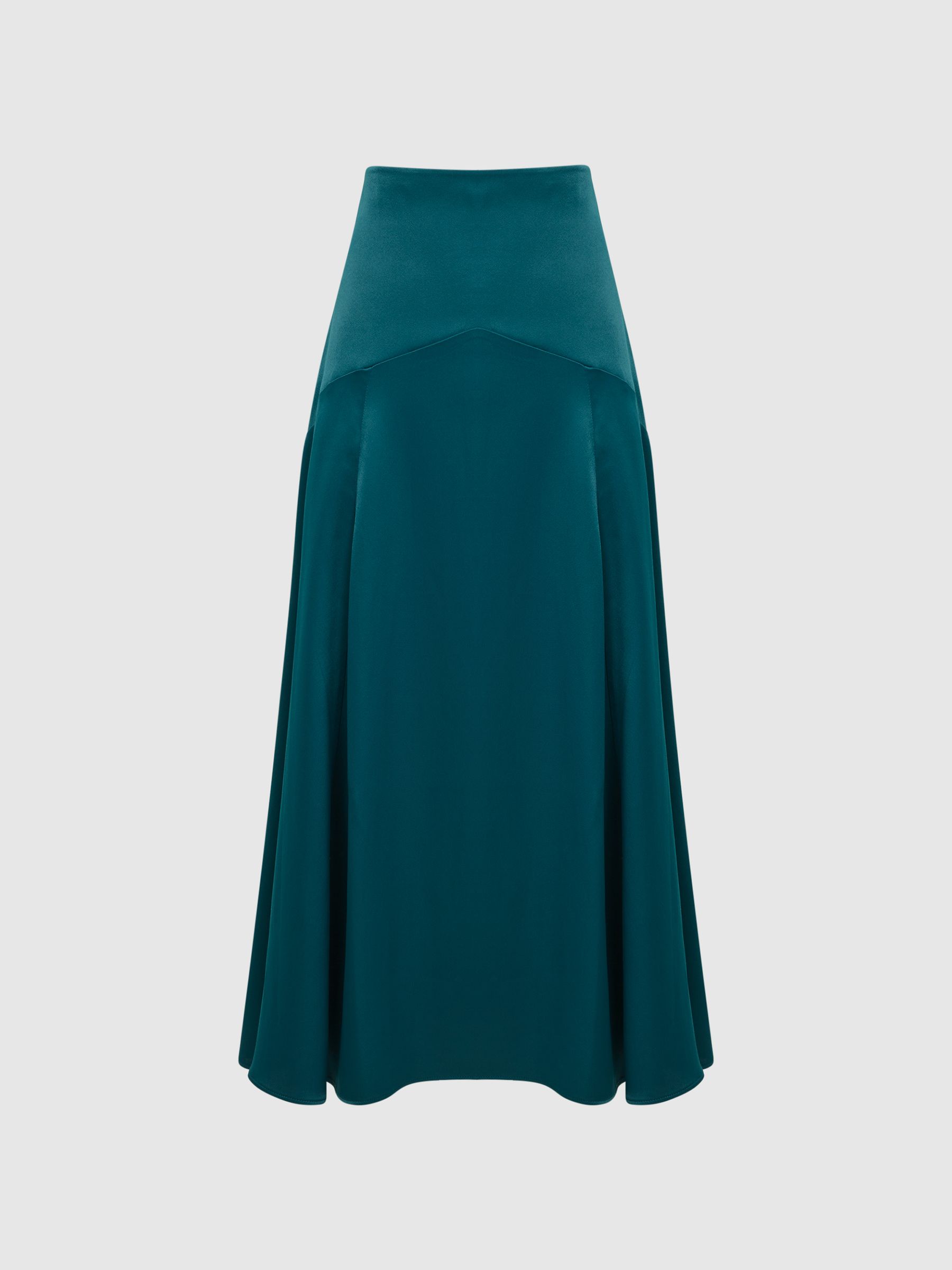 Reiss Midi Slip Skirt in Teal - REISS