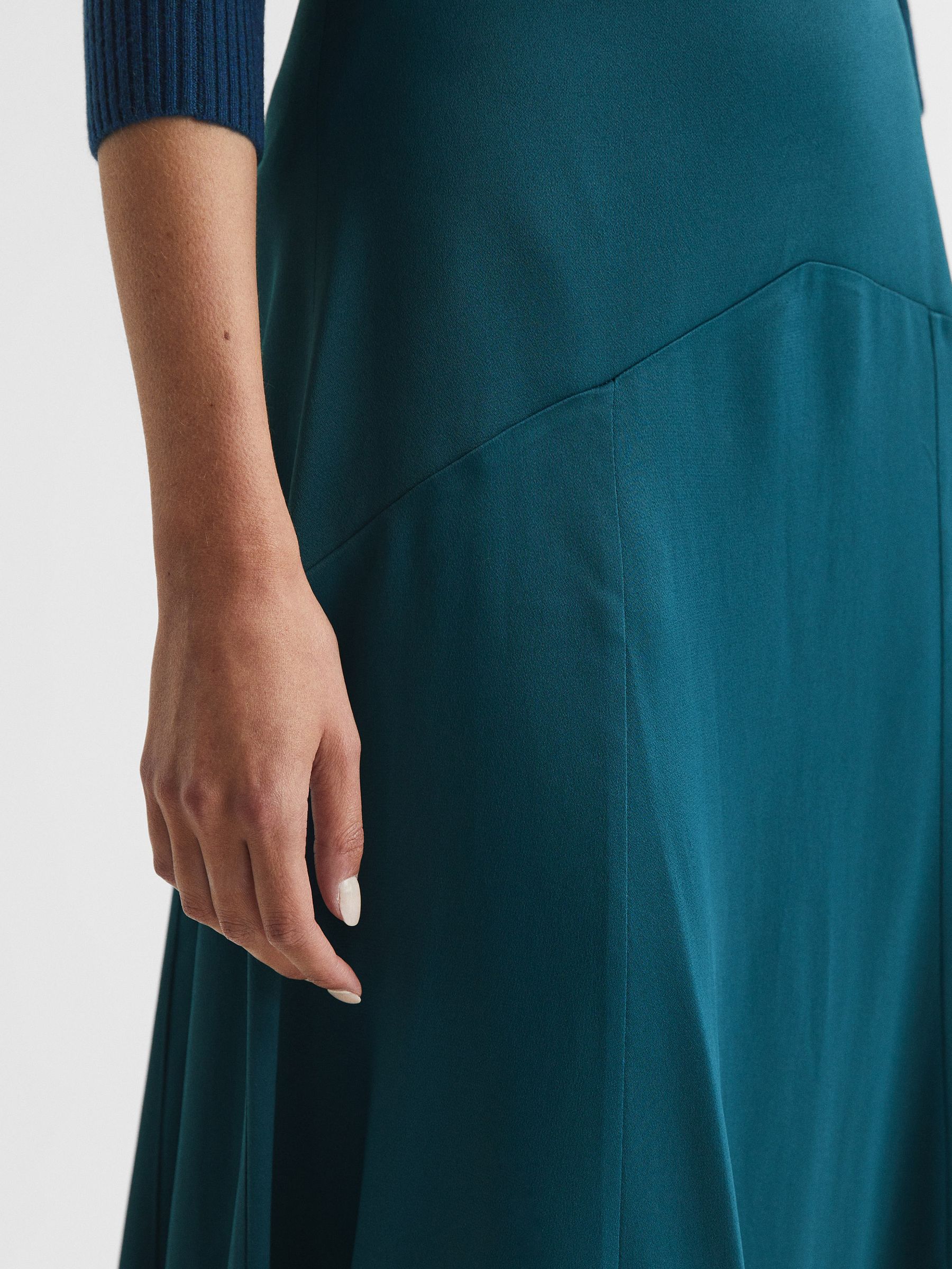 Reiss Midi Slip Skirt in Teal | REISS