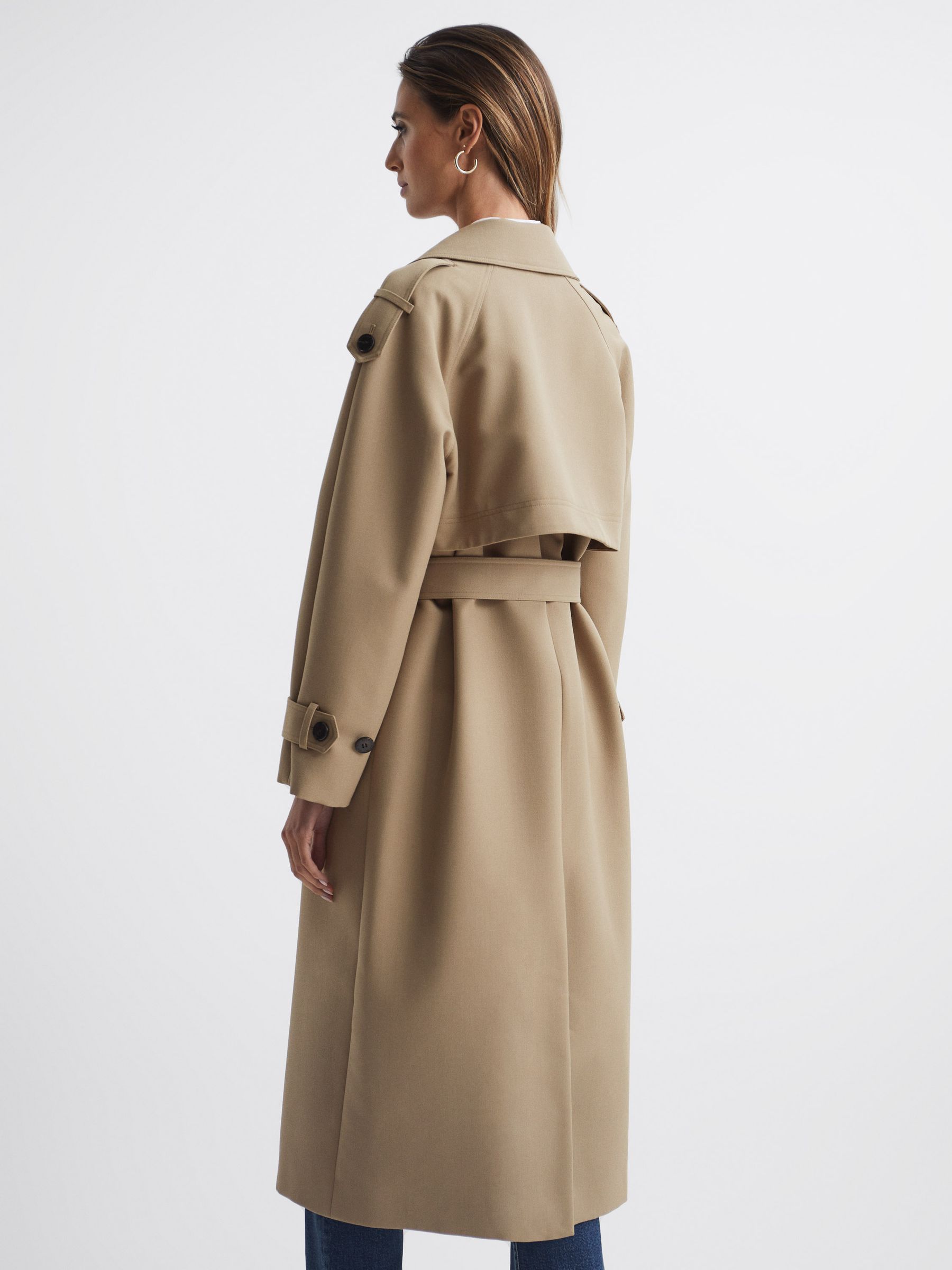 Reiss Wool Trench Coat in Stone - REISS