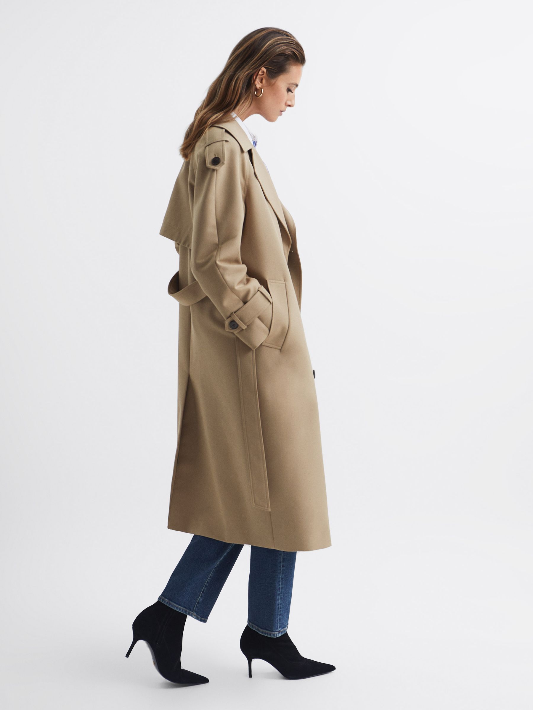 Wool Trench Coat in Stone - Image 6 of 8