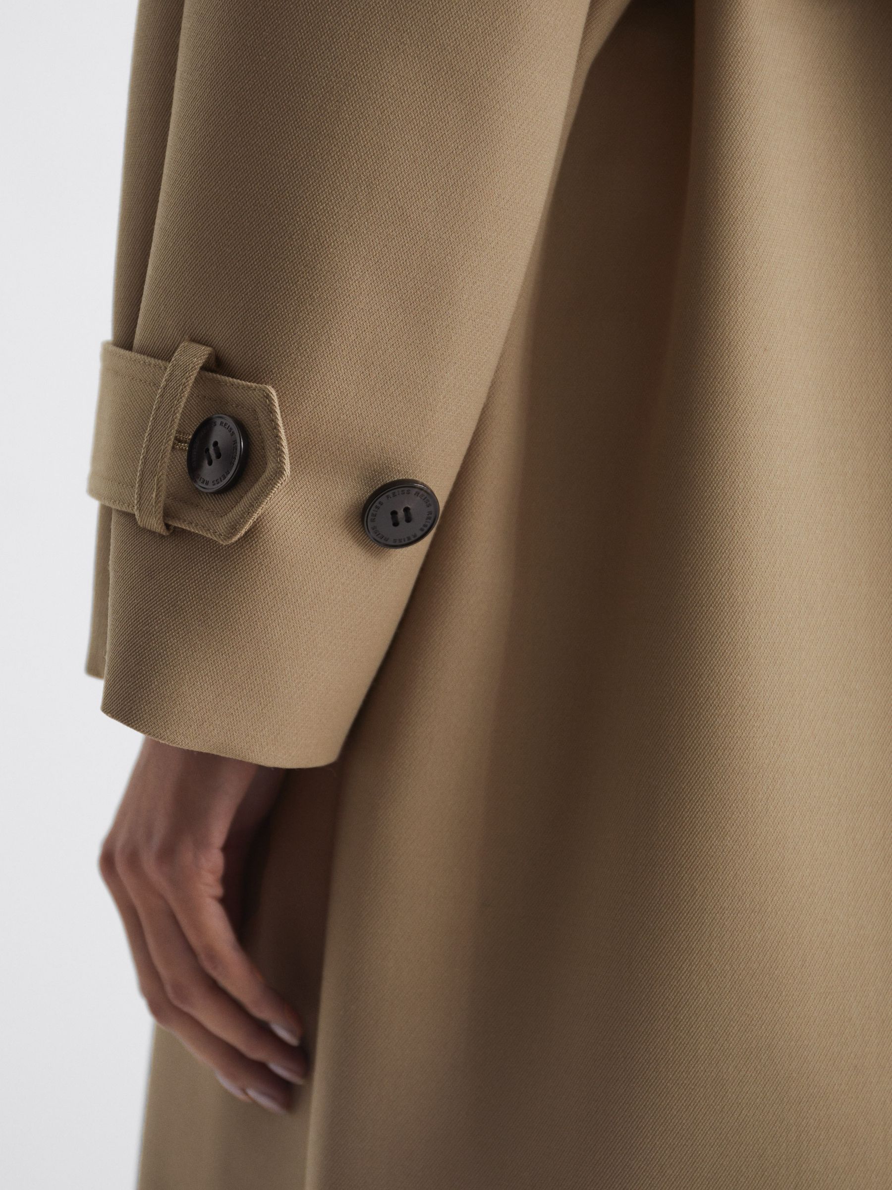 Reiss Wool Trench Coat in Stone - REISS