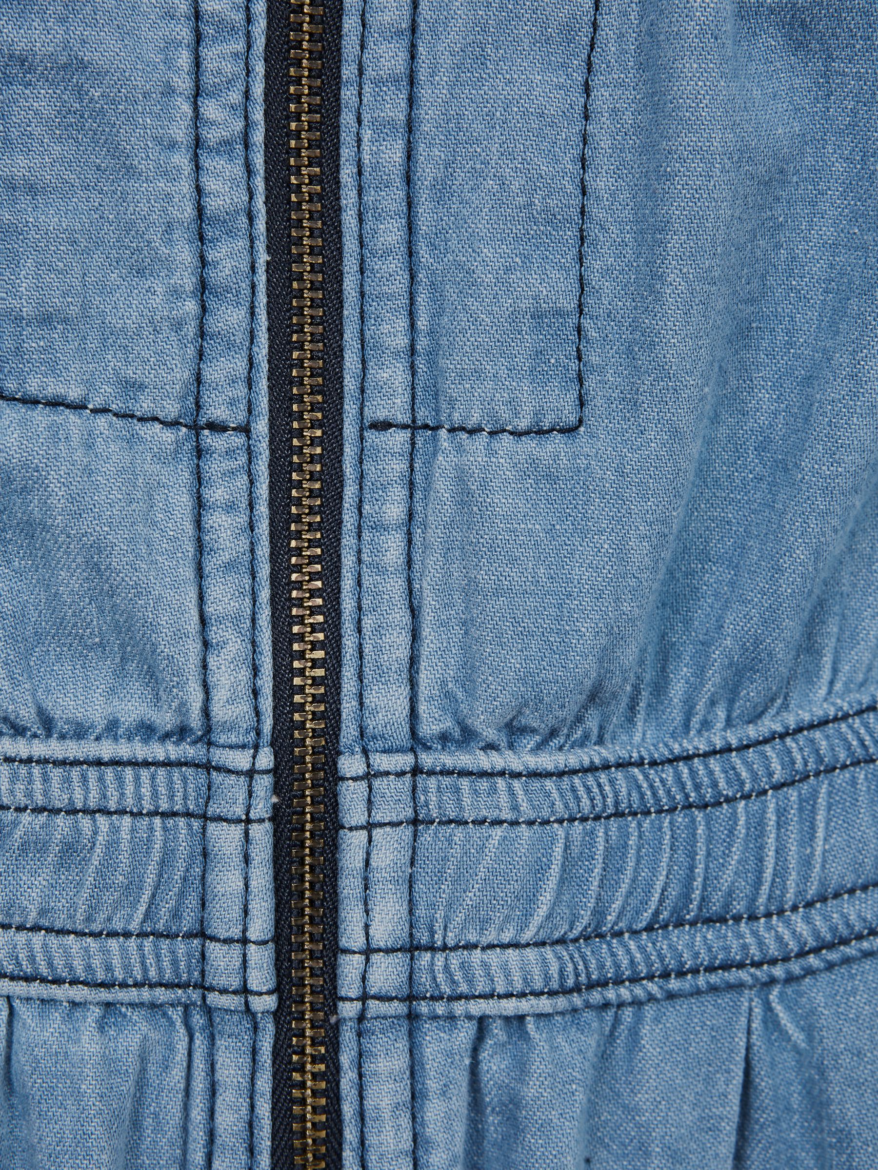 Denim Zip Front Jumpsuit in Mid Blue - Image 6 of 6