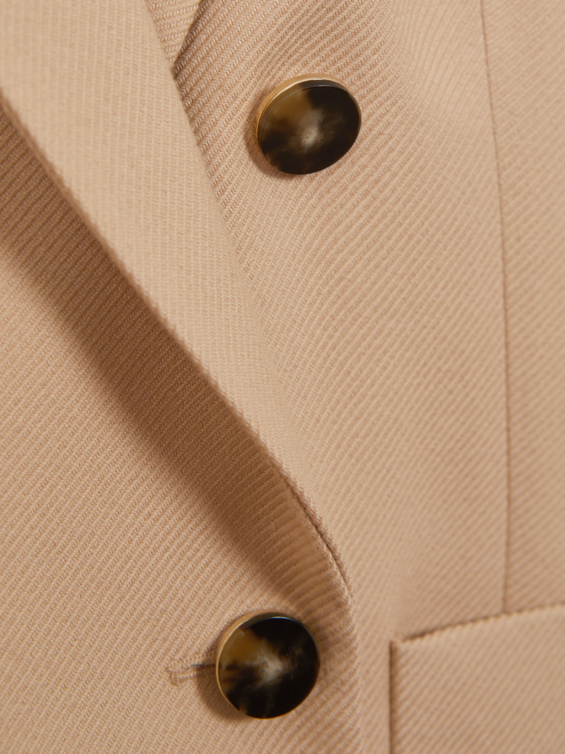 Reiss Double Breasted Twill Blazer in Light Camel | REISS