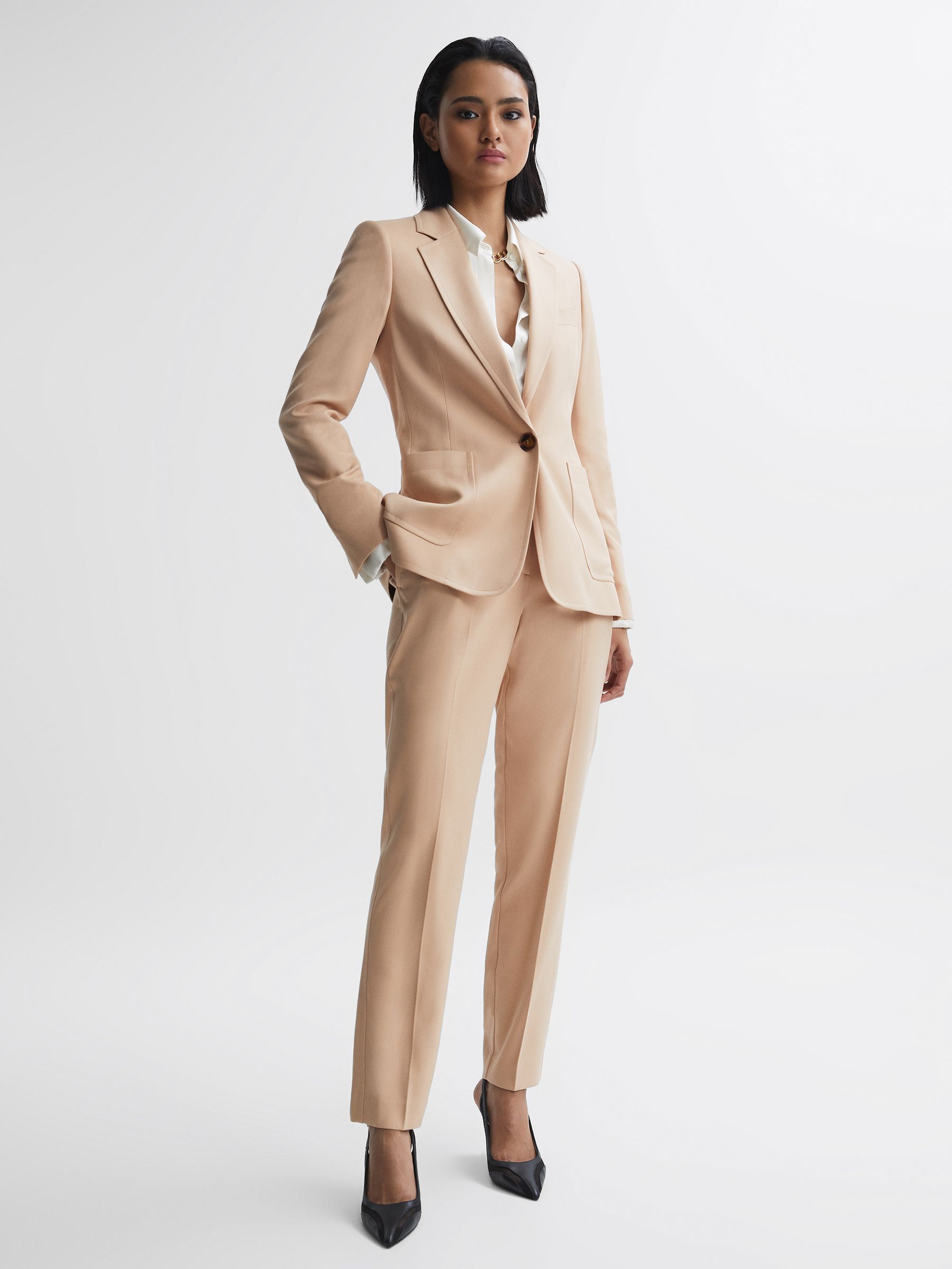 Tailored Single Breasted Blazer in Camel - Image 1 of 10