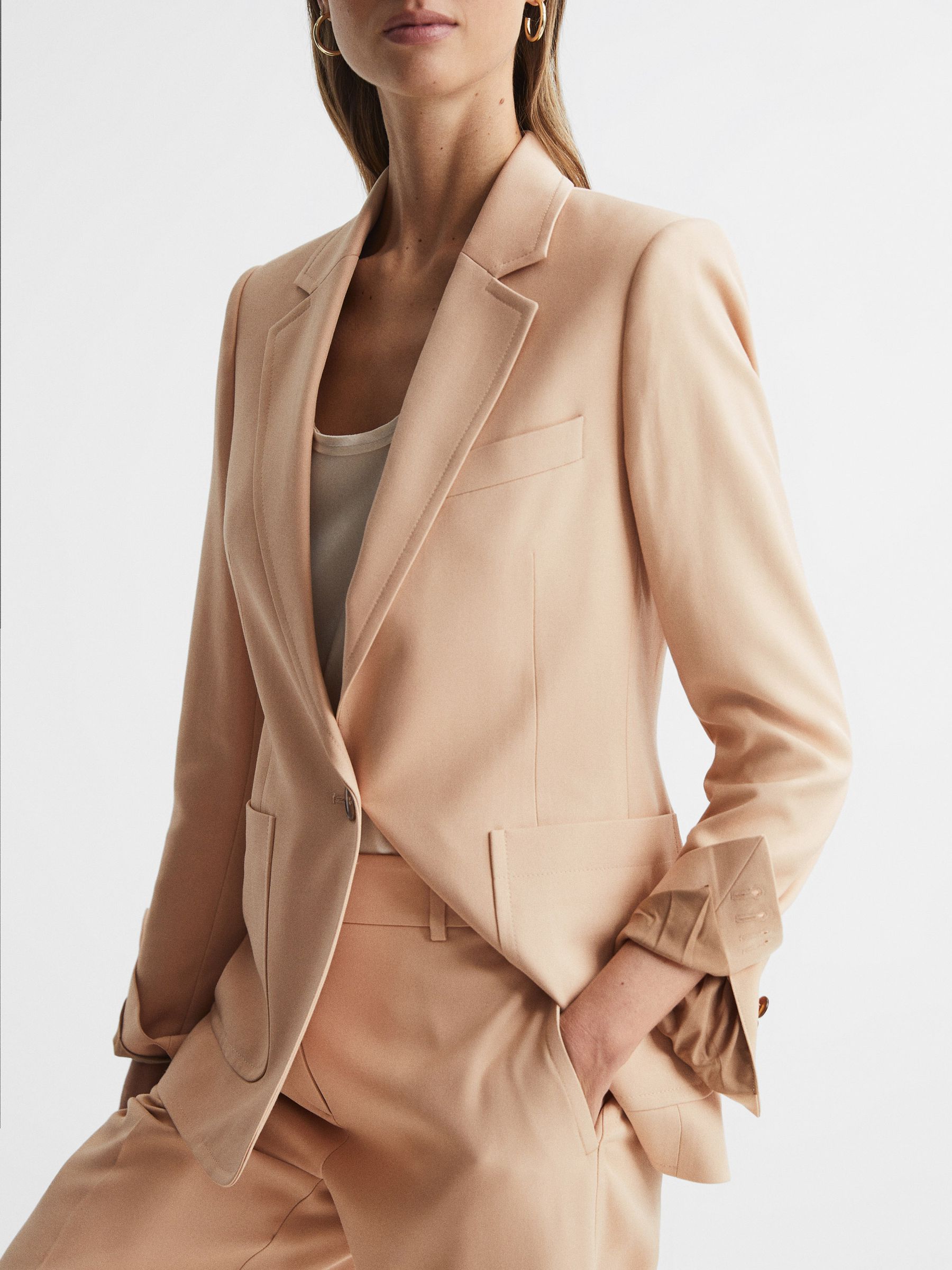 Tailored Single Breasted Blazer in Camel - Image 7 of 10