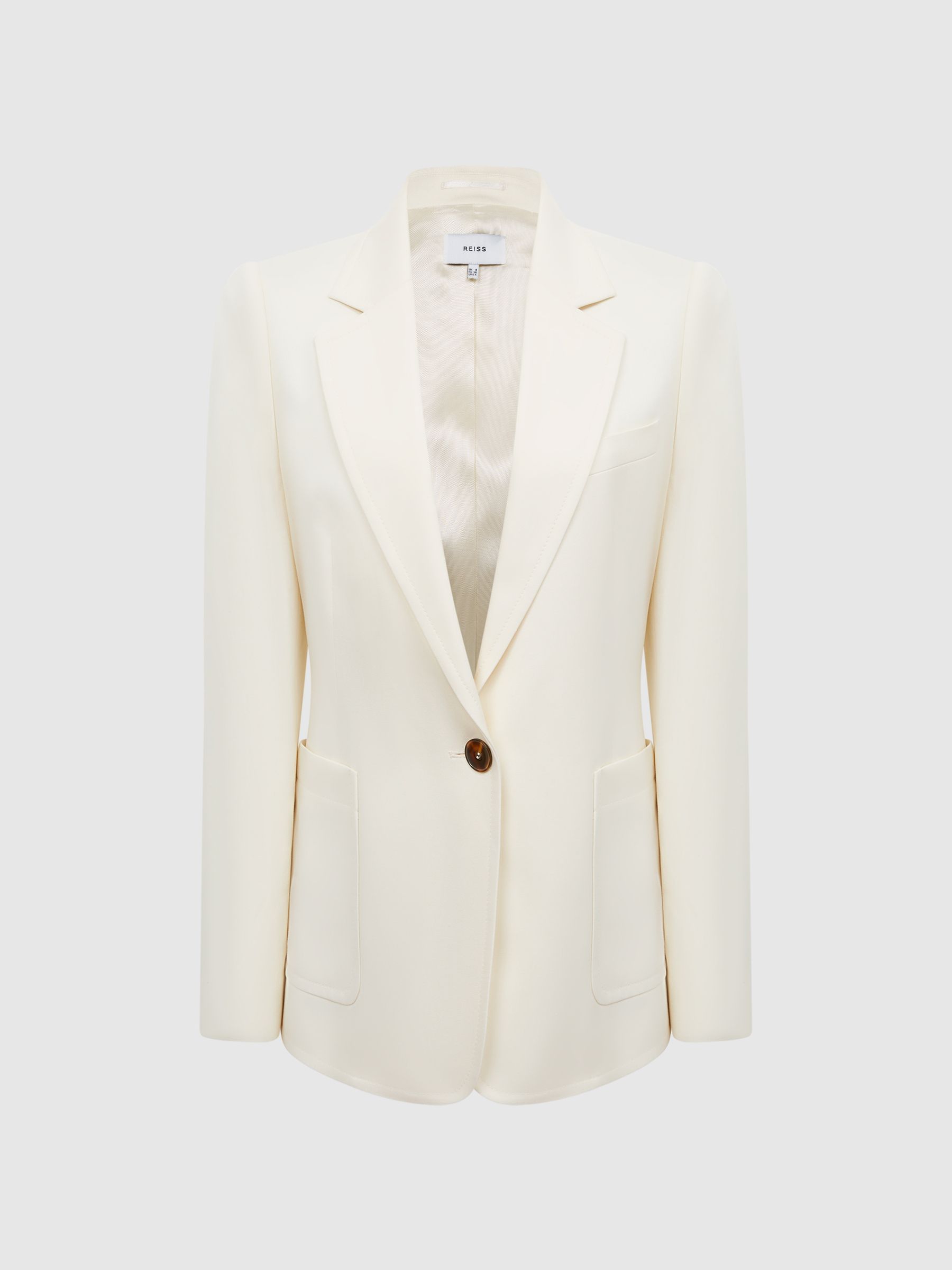 Tailored Single Breasted Blazer in Cream - Image 2 of 7