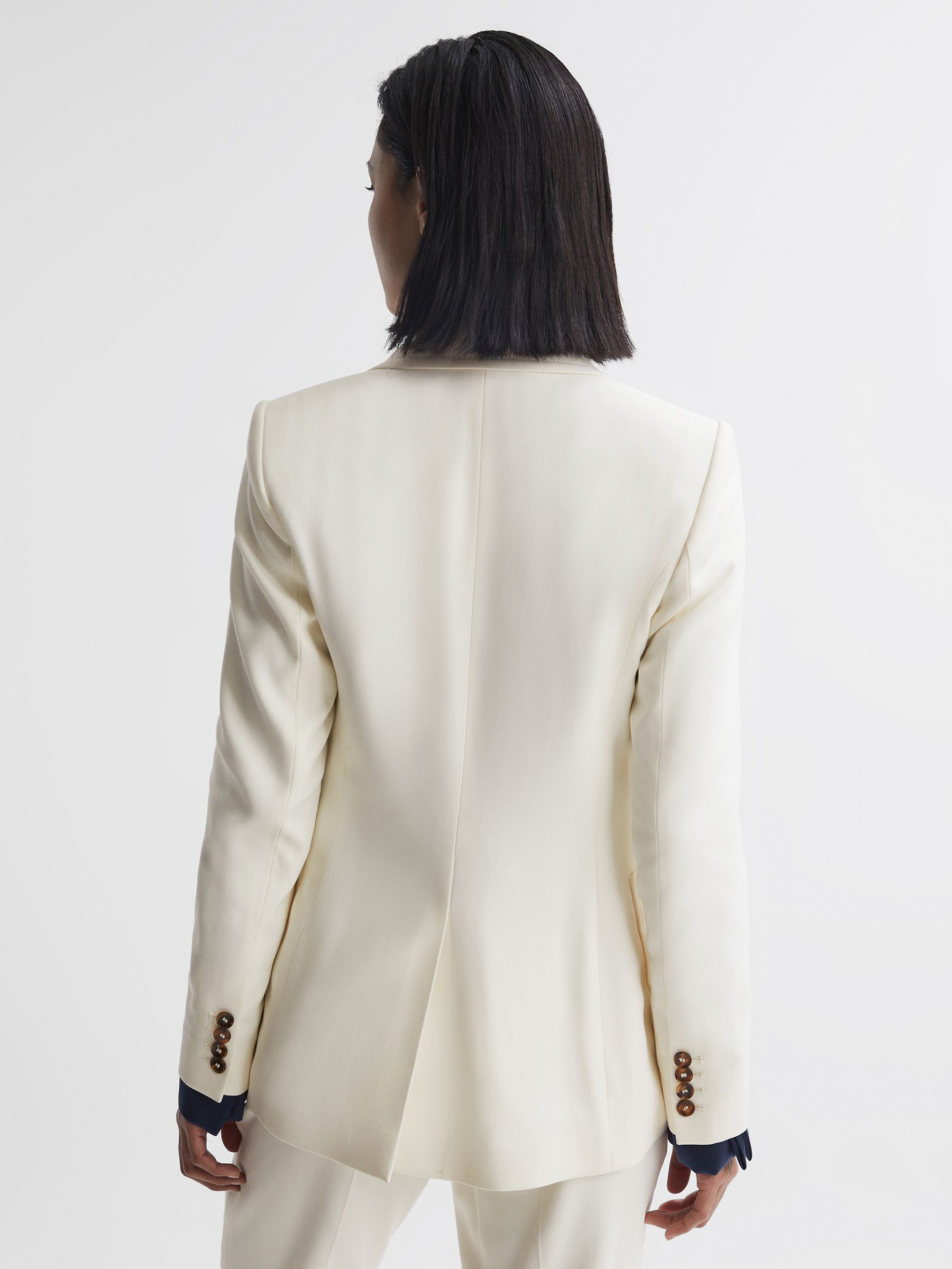 Tailored Single Breasted Blazer in Cream - Image 5 of 7