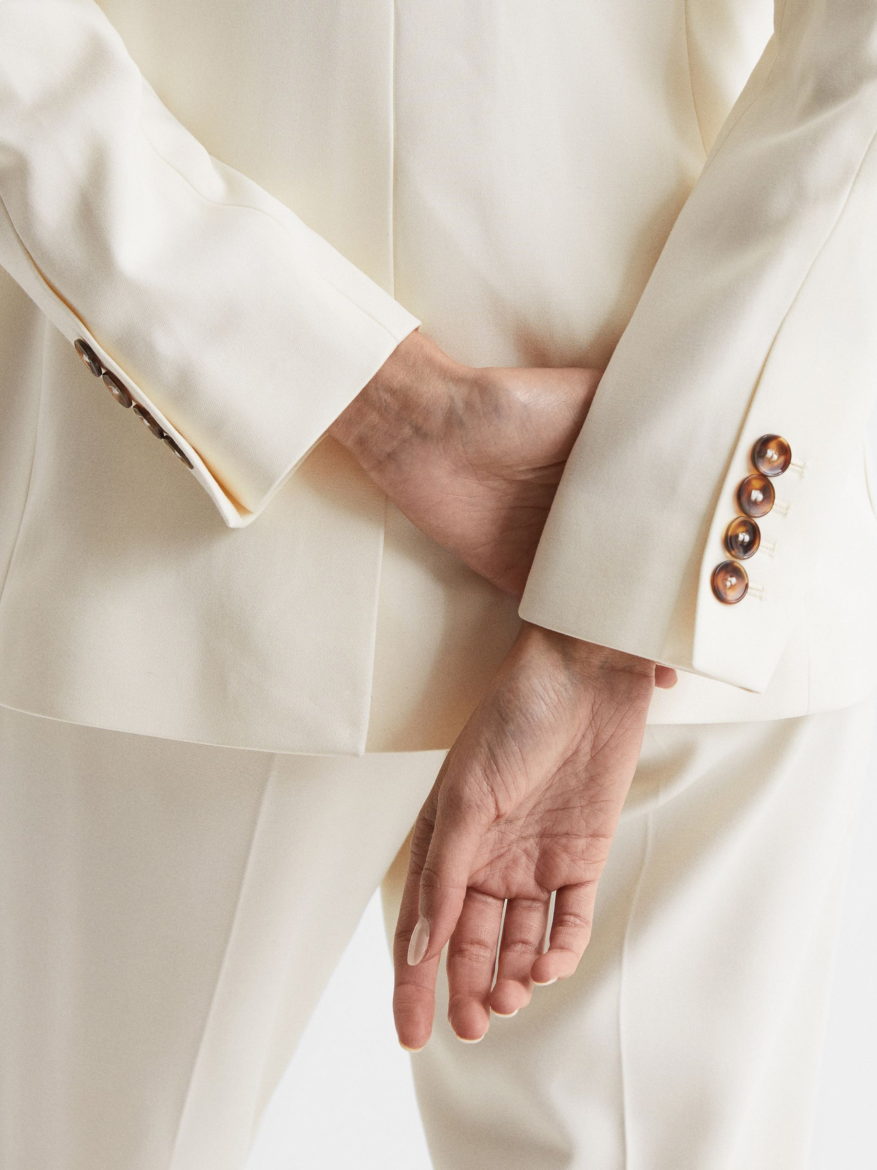 Tailored Single Breasted Blazer in Cream - Image 6 of 7