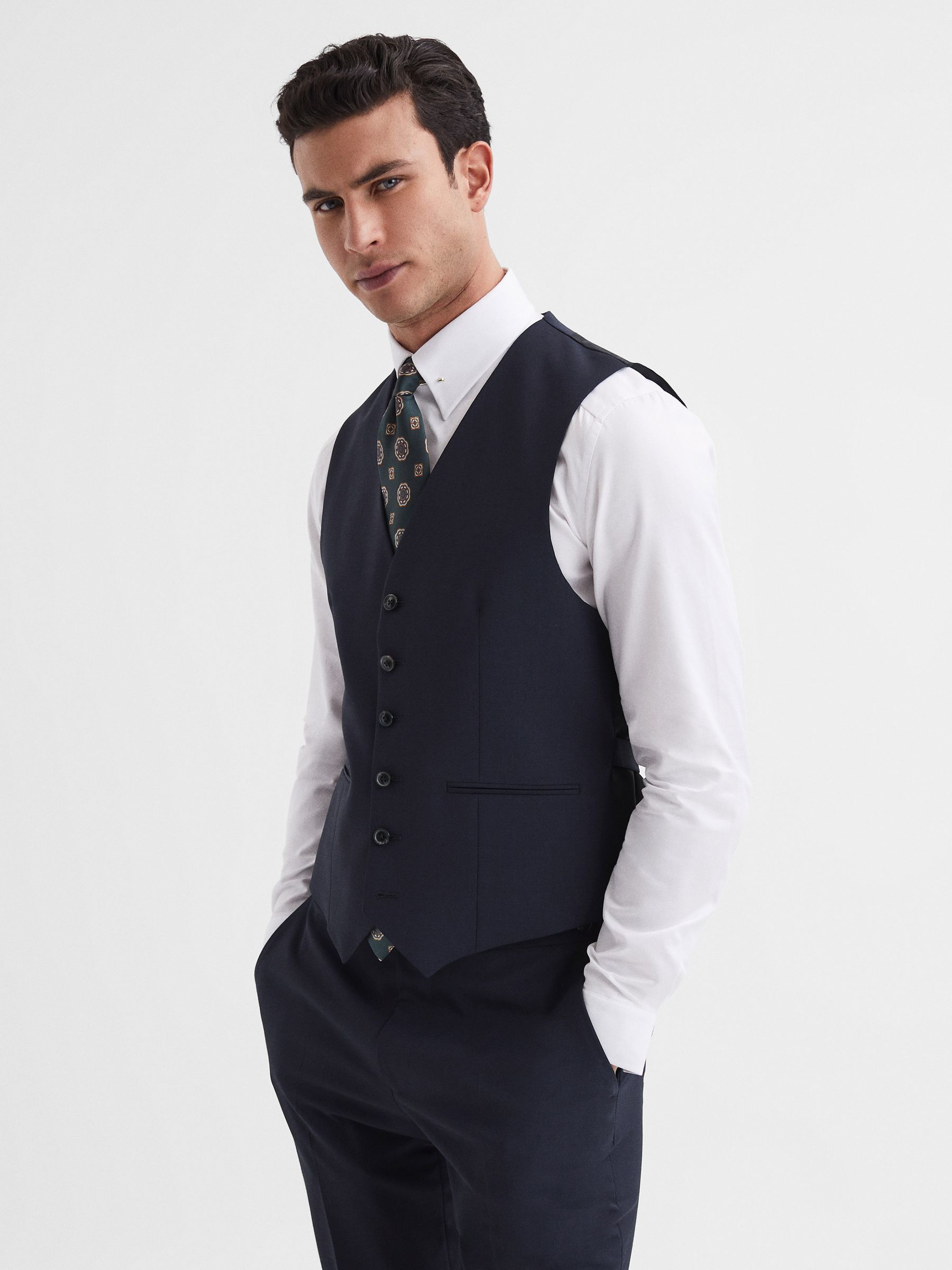 Modern Fit Travel Waistcoat in Navy - Image 1 of 6