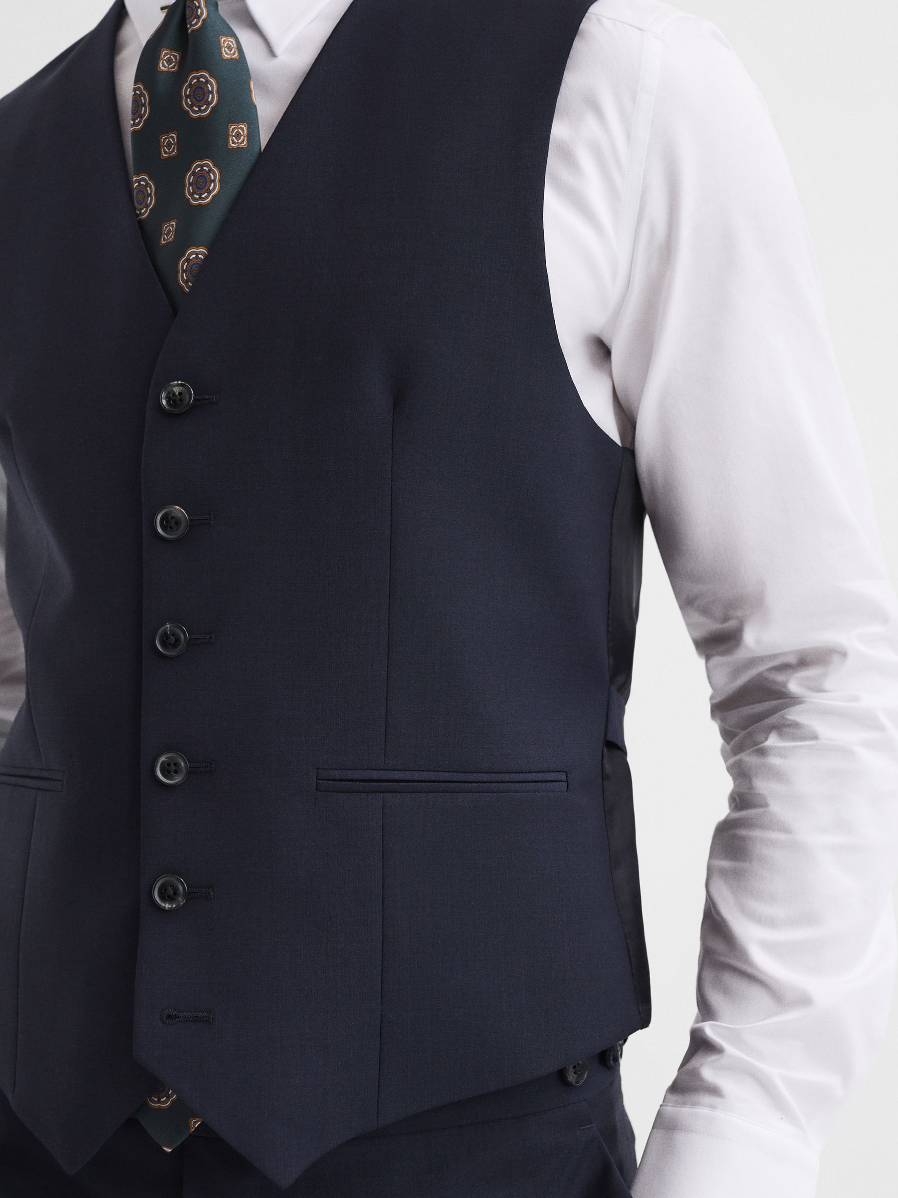 Modern Fit Travel Waistcoat in Navy - Image 4 of 6