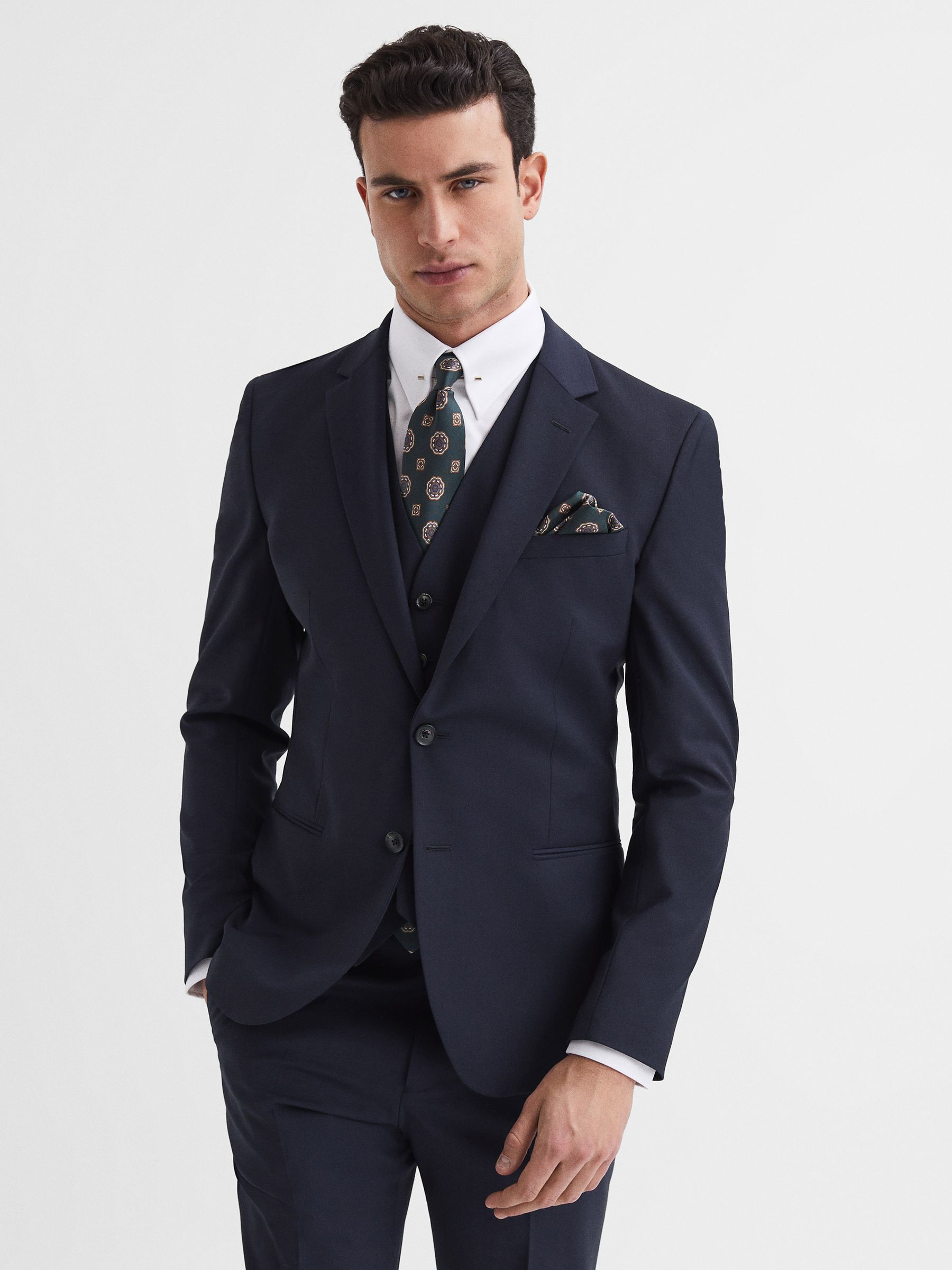 Modern Fit Travel Waistcoat in Navy - Image 6 of 6