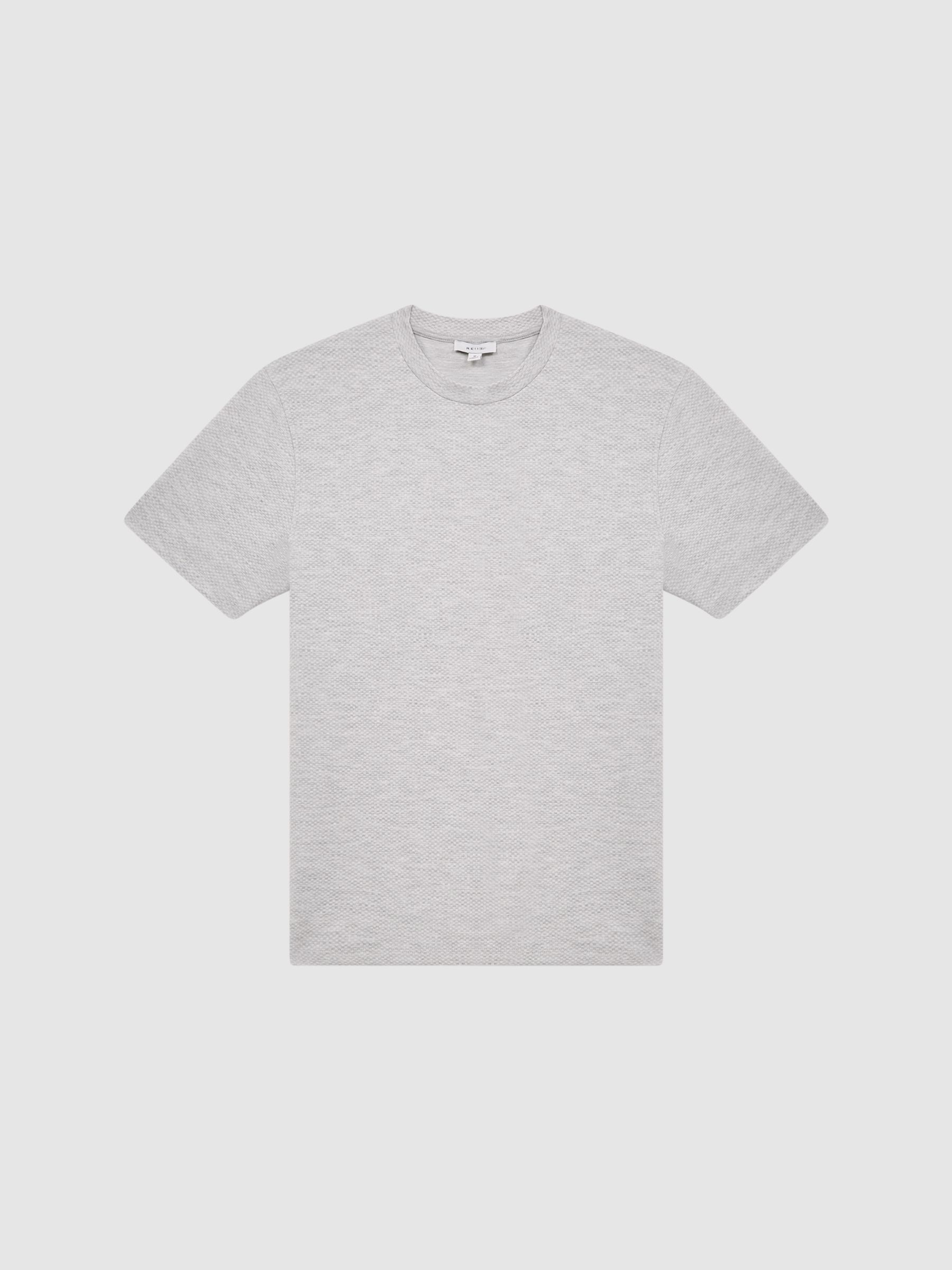 Slim Fit Honeycomb T-Shirt in Grey Melange - Image 2 of 7