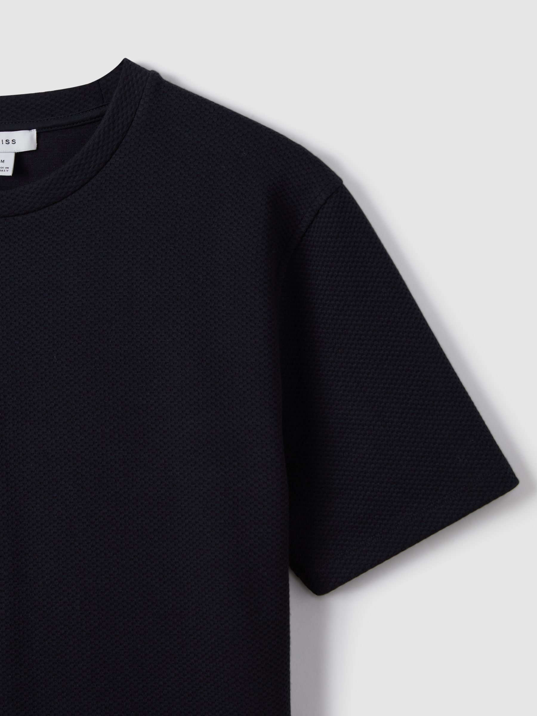 Slim Fit Honeycomb T-Shirt in Navy - Image 5 of 7