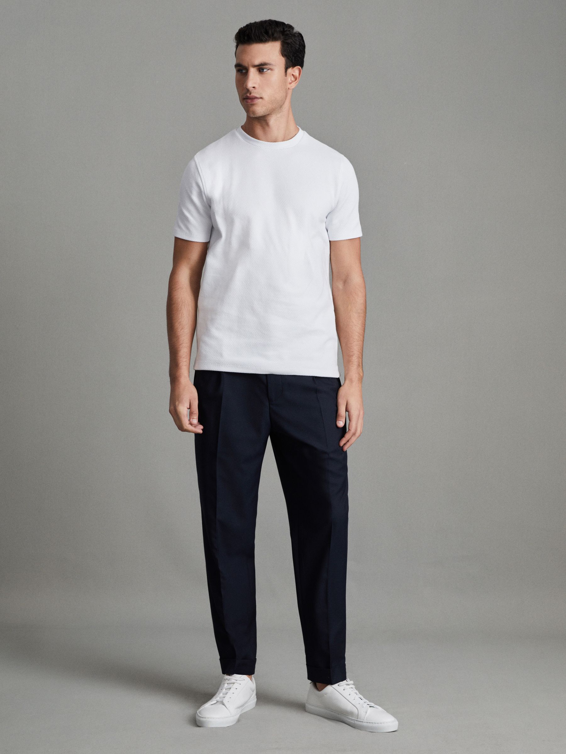 Slim Fit Honeycomb T-Shirt in White - Image 3 of 7