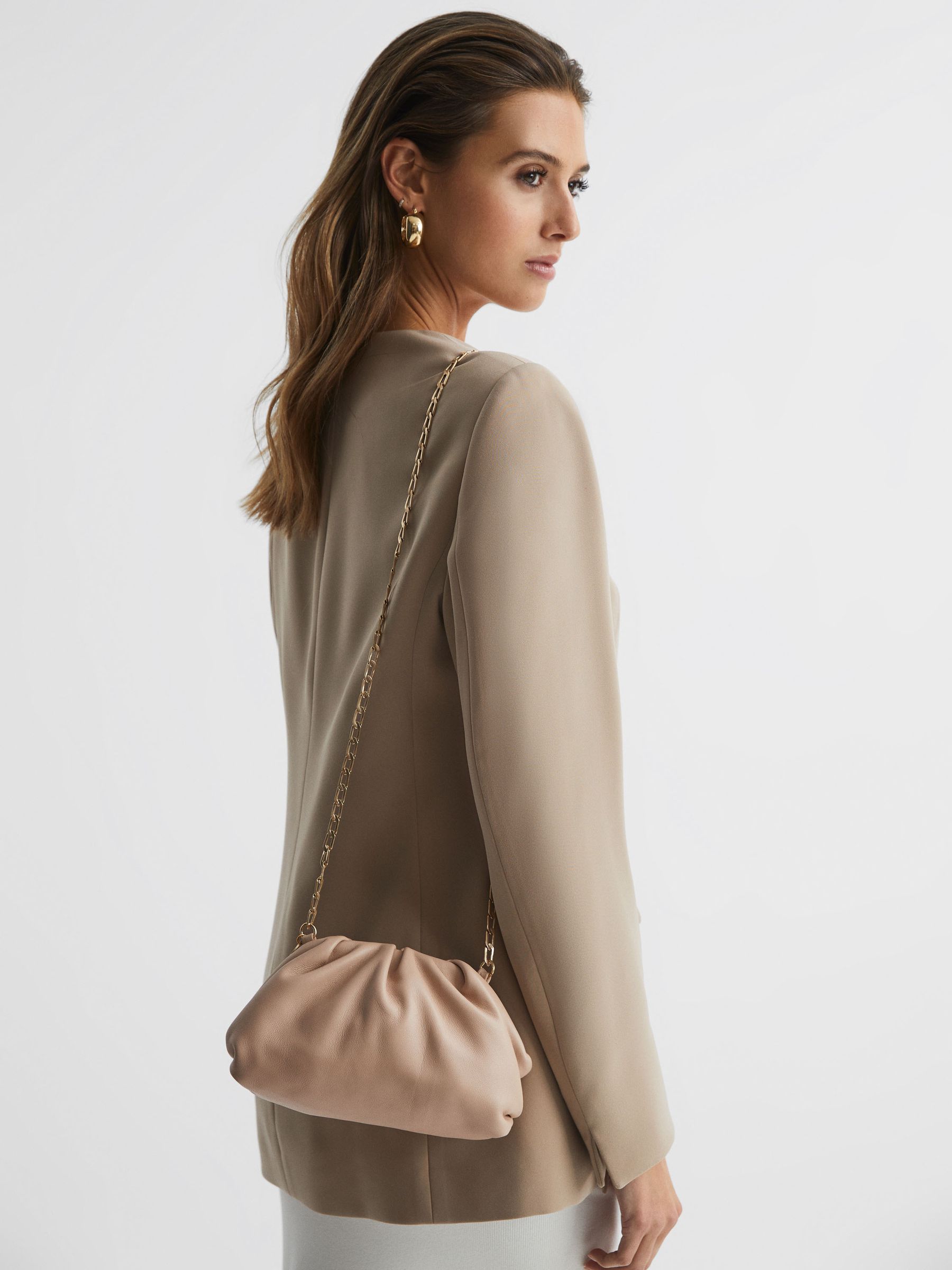 Nappa Leather Clutch Bag in Blush - Image 3 of 6