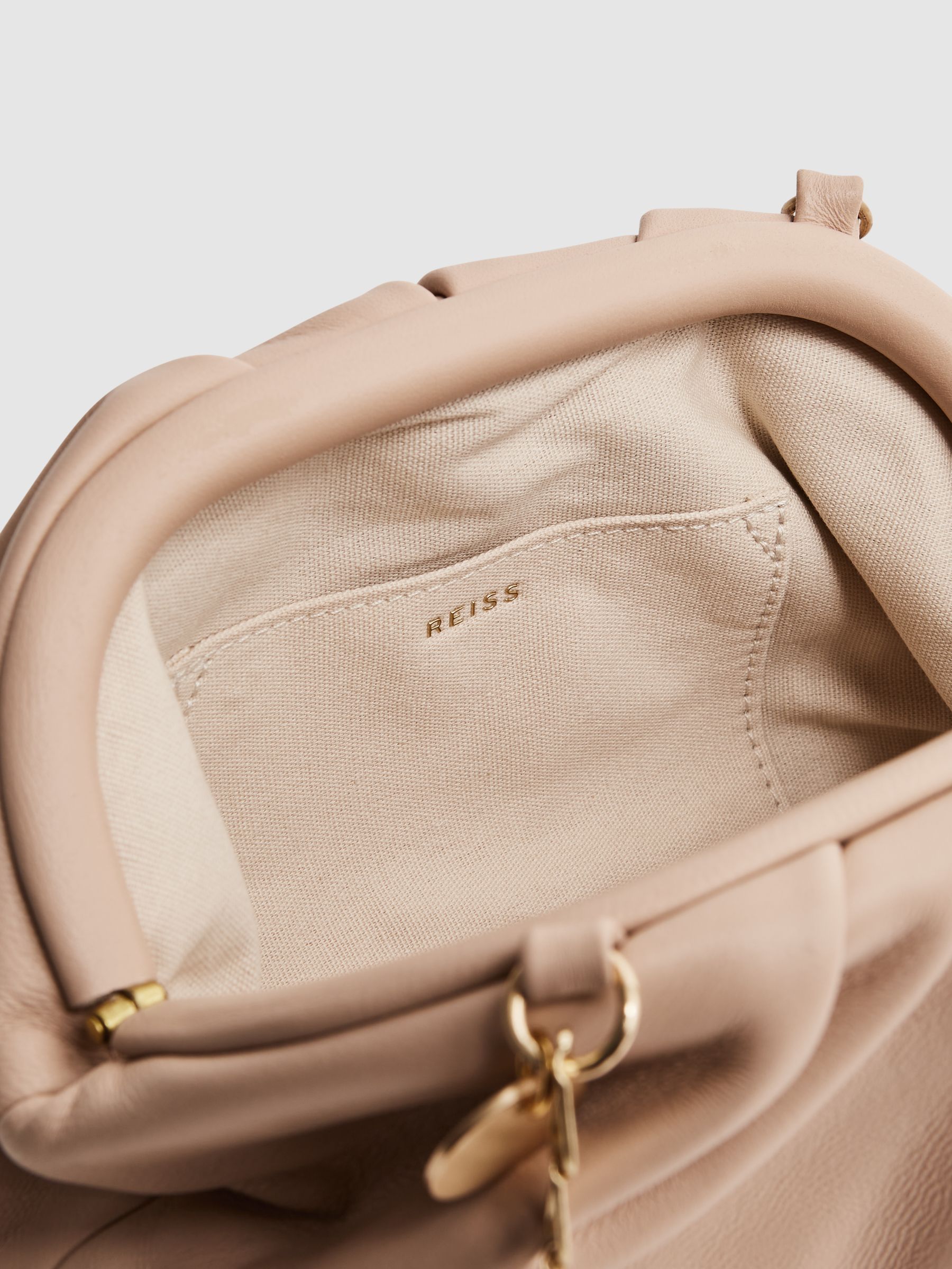 Nappa Leather Clutch Bag in Blush - Image 4 of 6