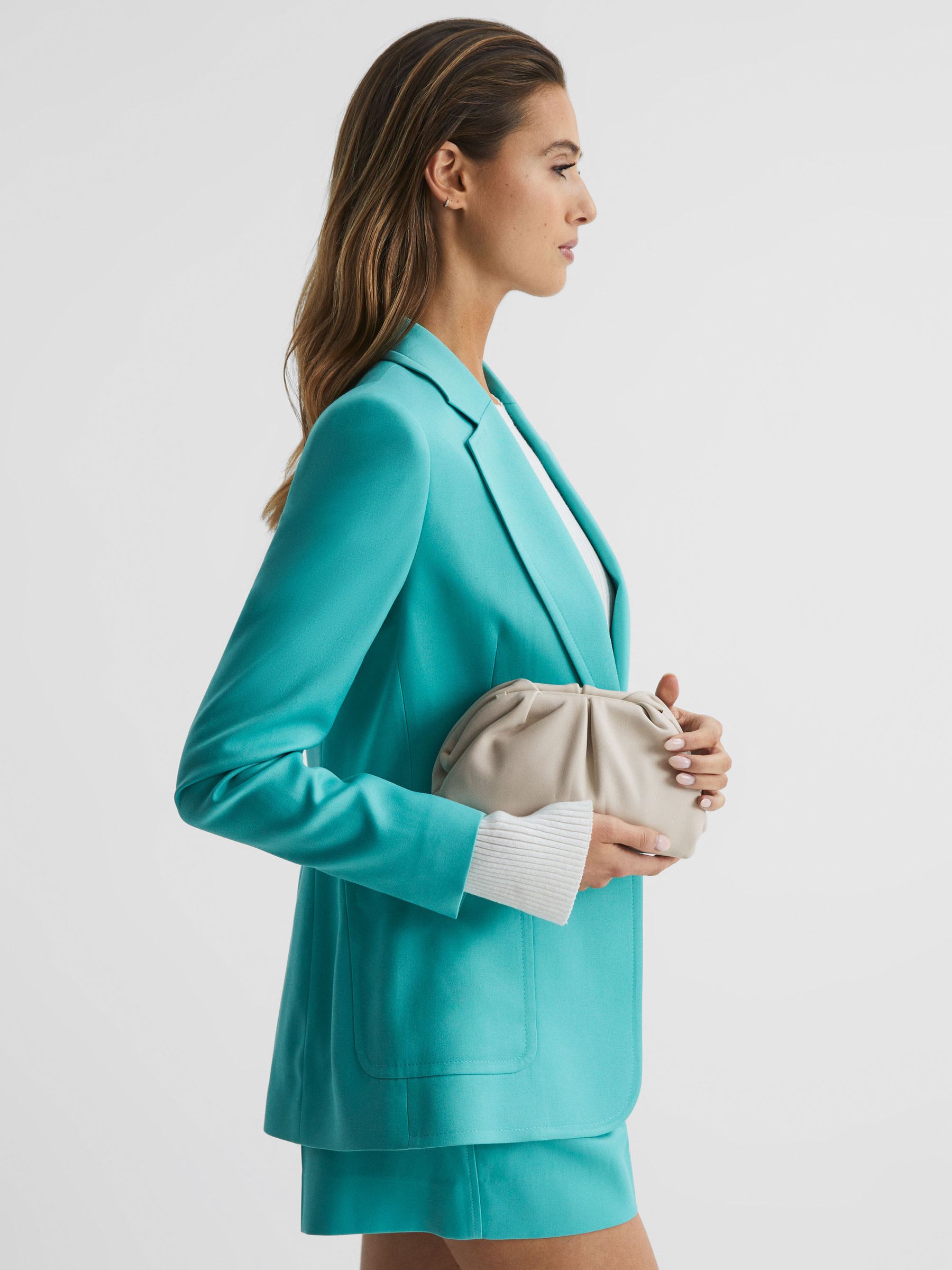 Nappa Leather Clutch Bag in Off White - Image 2 of 5 Nappa Leather Clutch Bag in Off White - Image 2 of 5