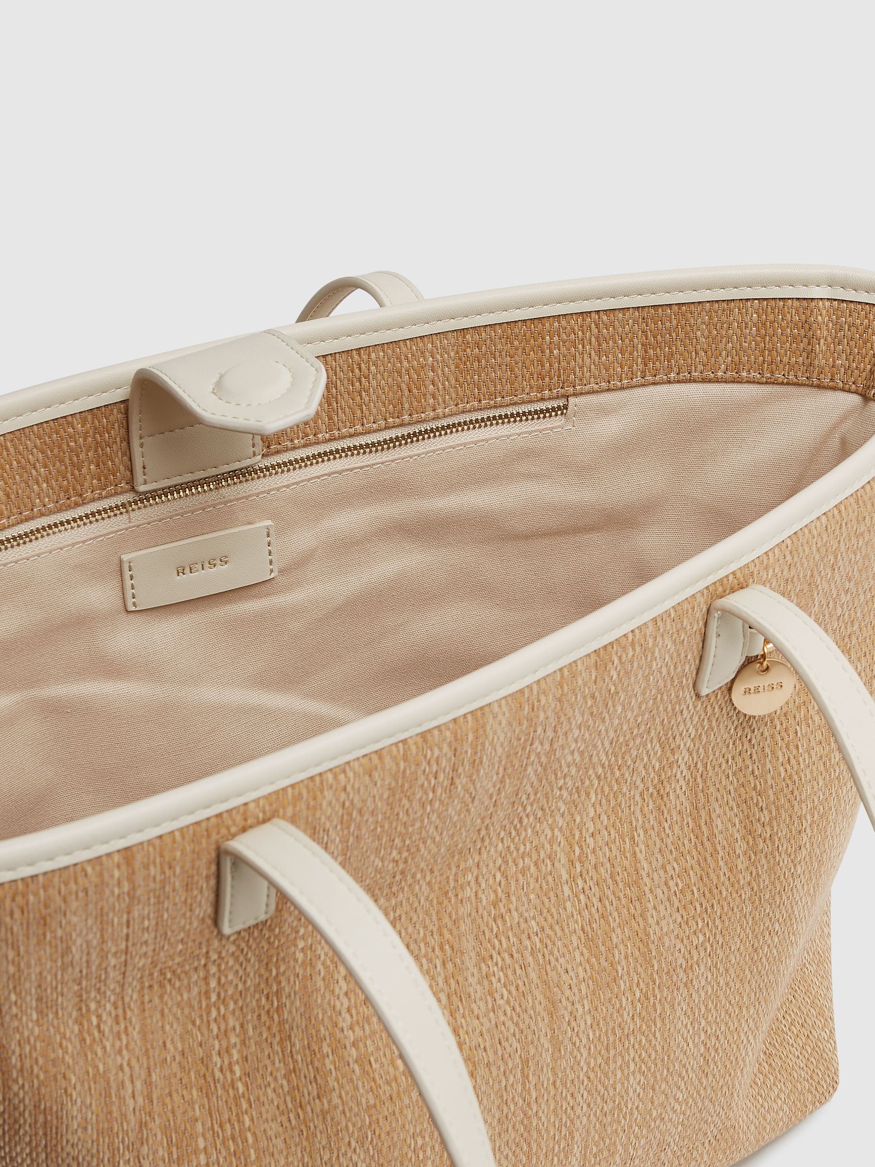 Raffia Tote Bag in Natural/Off White - Image 4 of 5