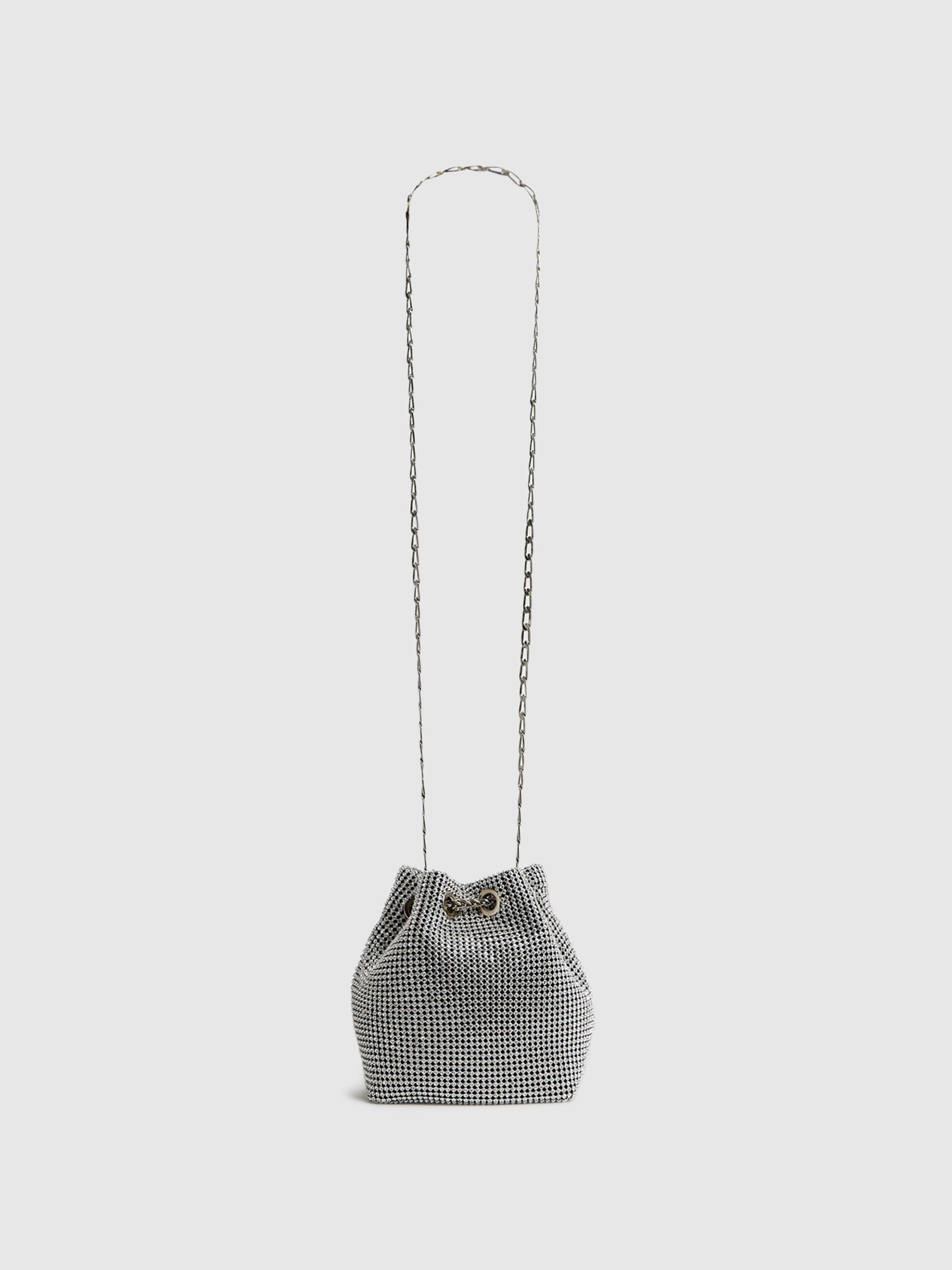 Crystal Mini Bucket Bag in Silver - Image 5 of 6