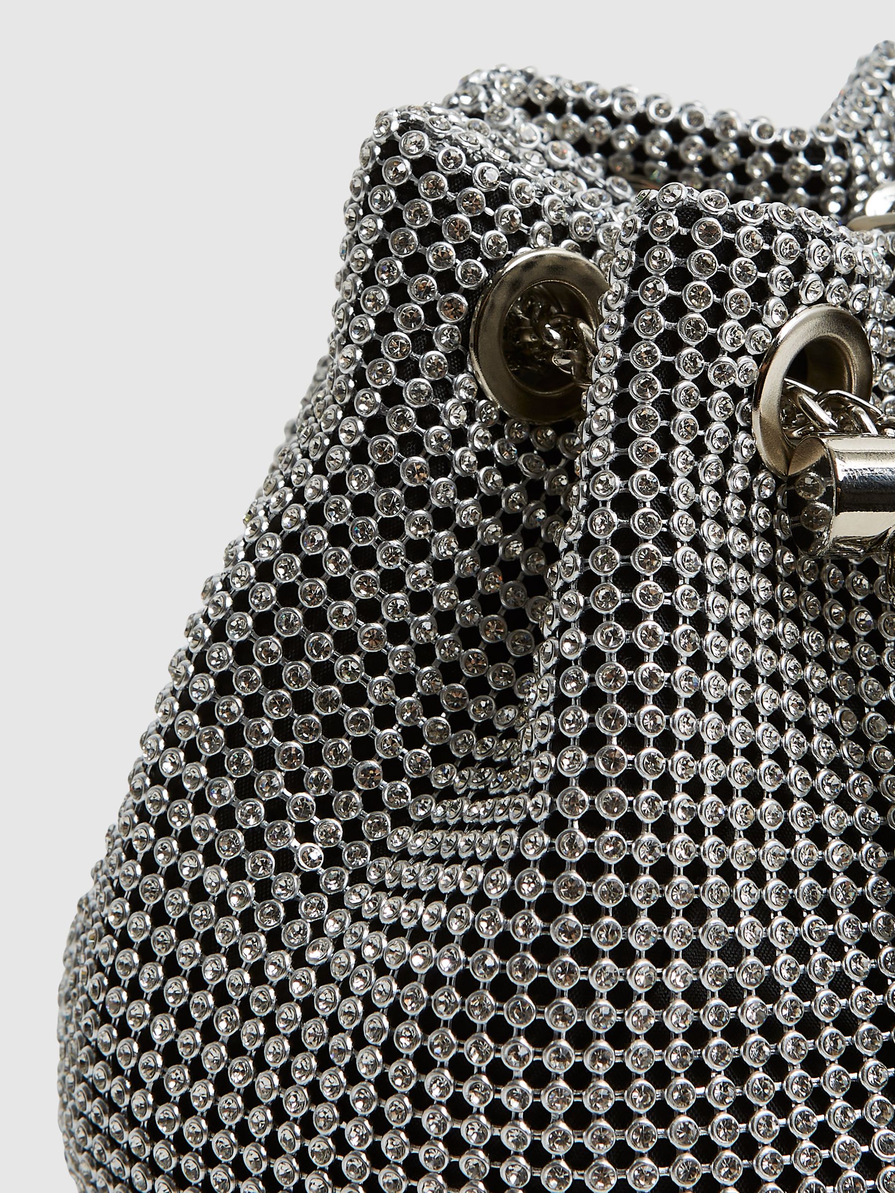 Crystal Mini Bucket Bag in Silver - Image 6 of 6
