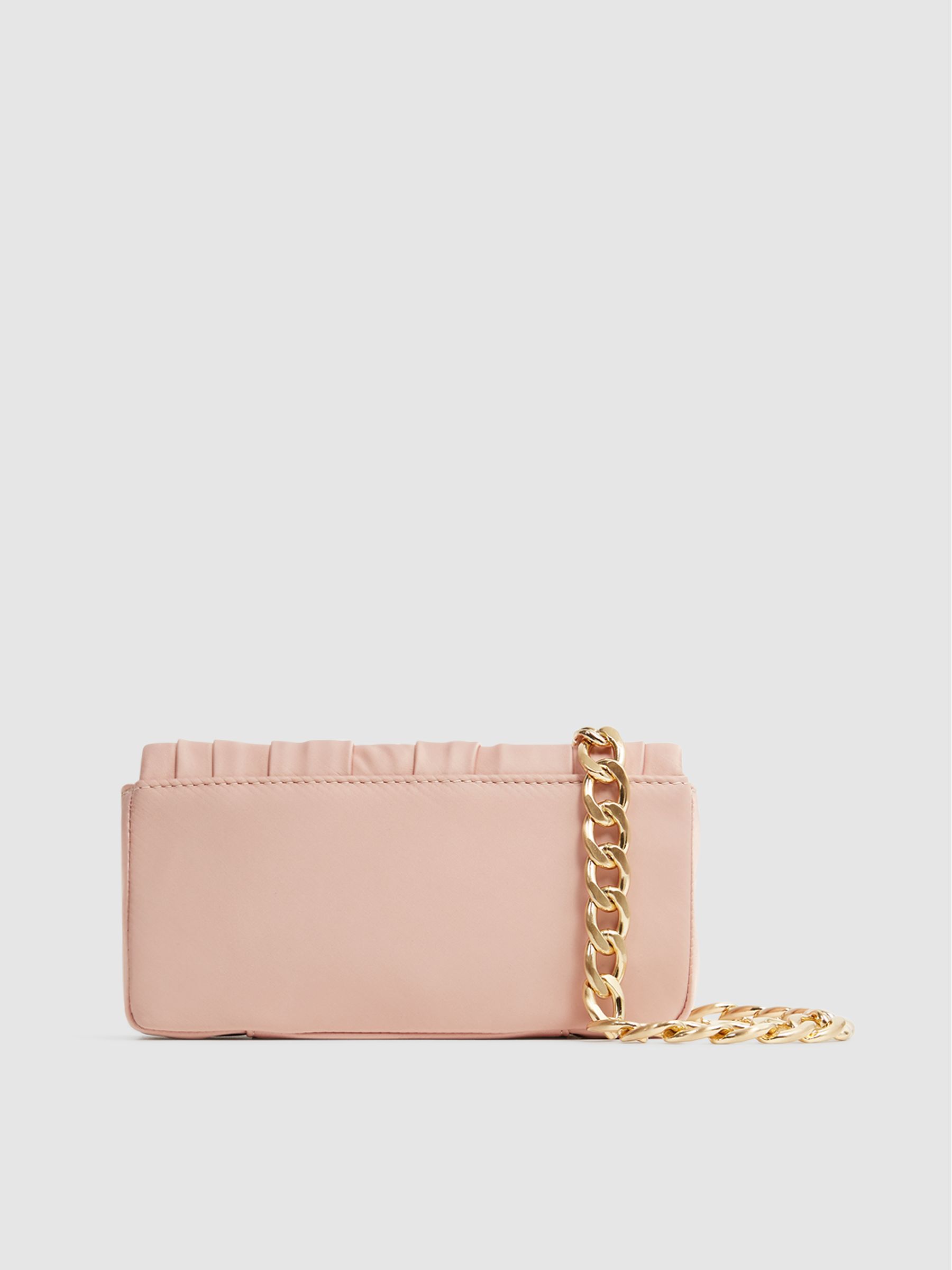 Satin Pleated Clutch Bag in Blush - Image 4 of 5