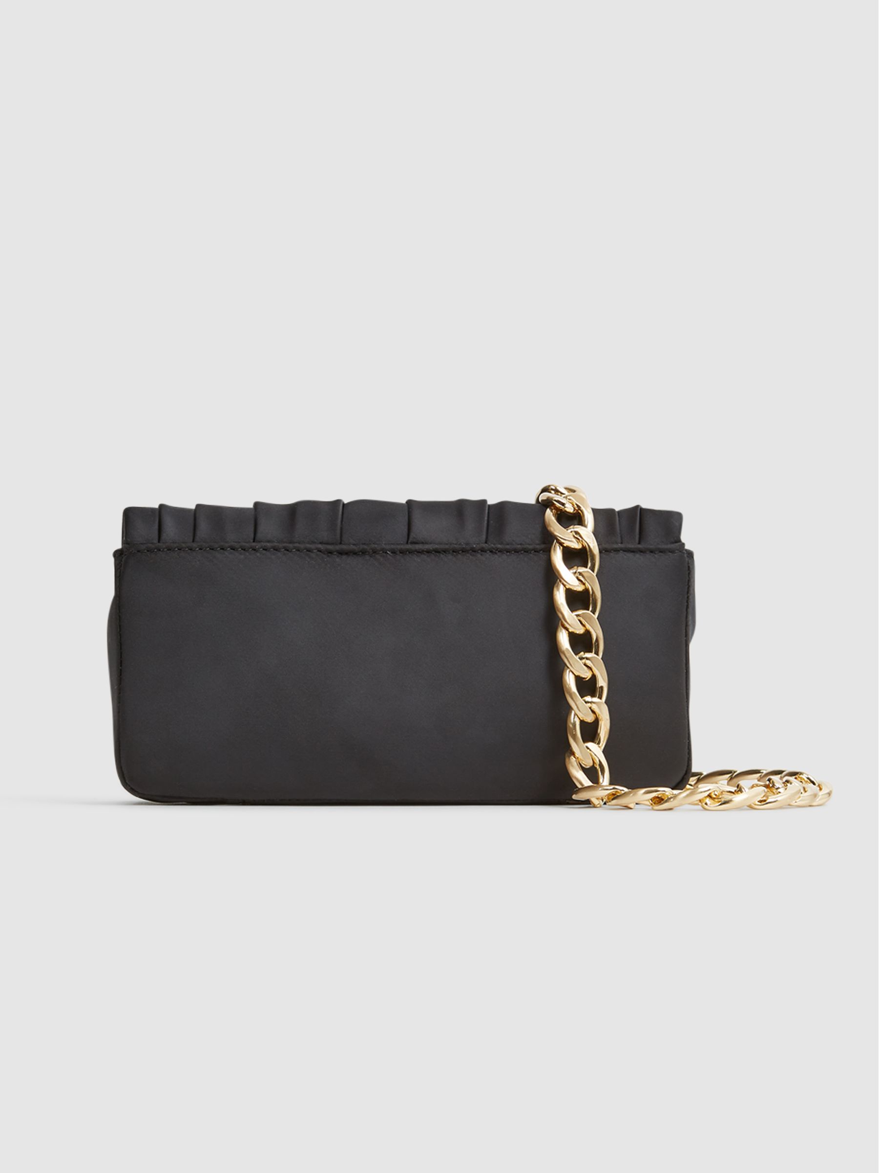 Satin Pleated Clutch Bag in Black - Image 5 of 6