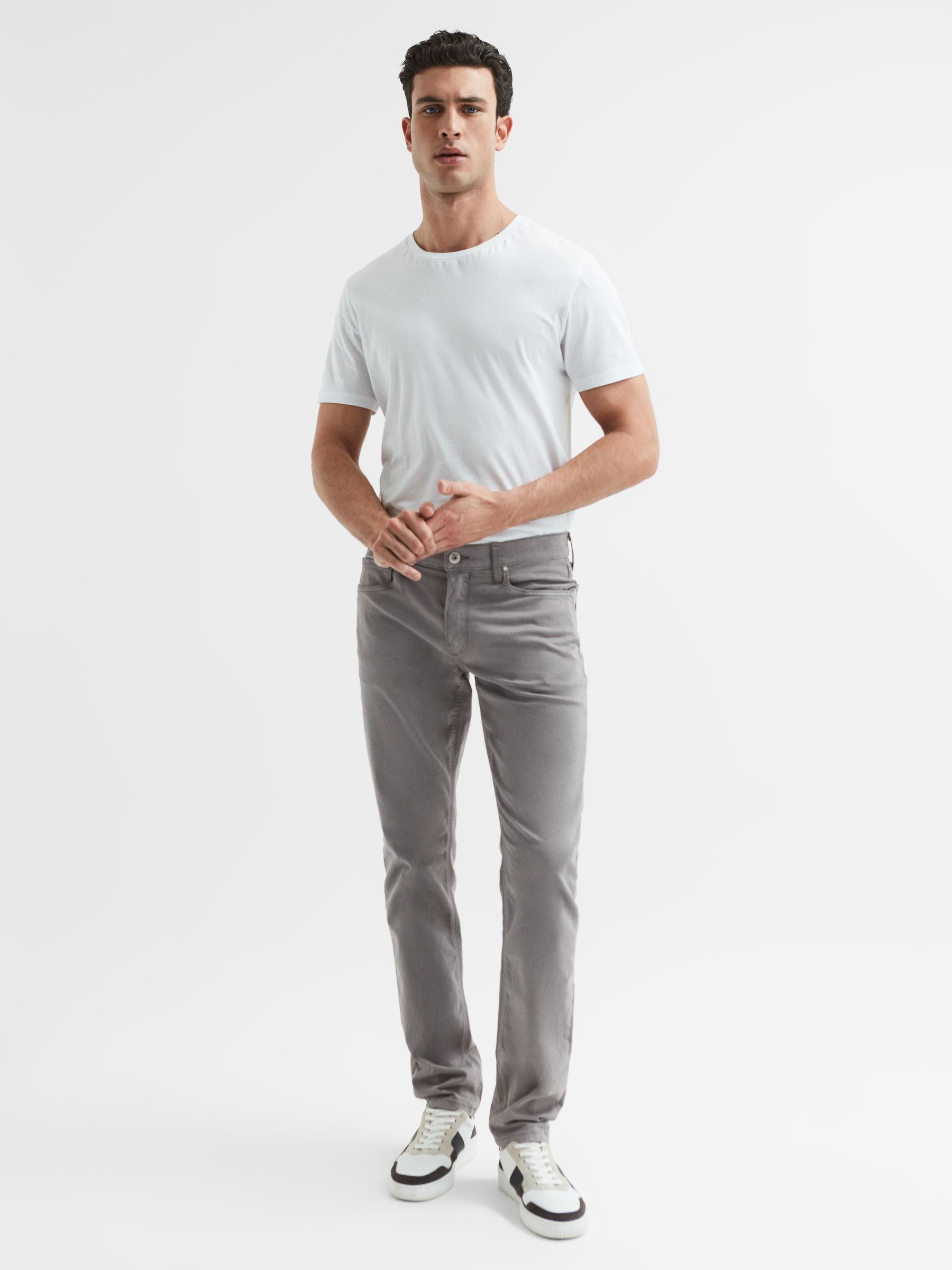 Paige Slim Fit Straight Leg Jeans in Brushed Nickel - Image 3 of 6