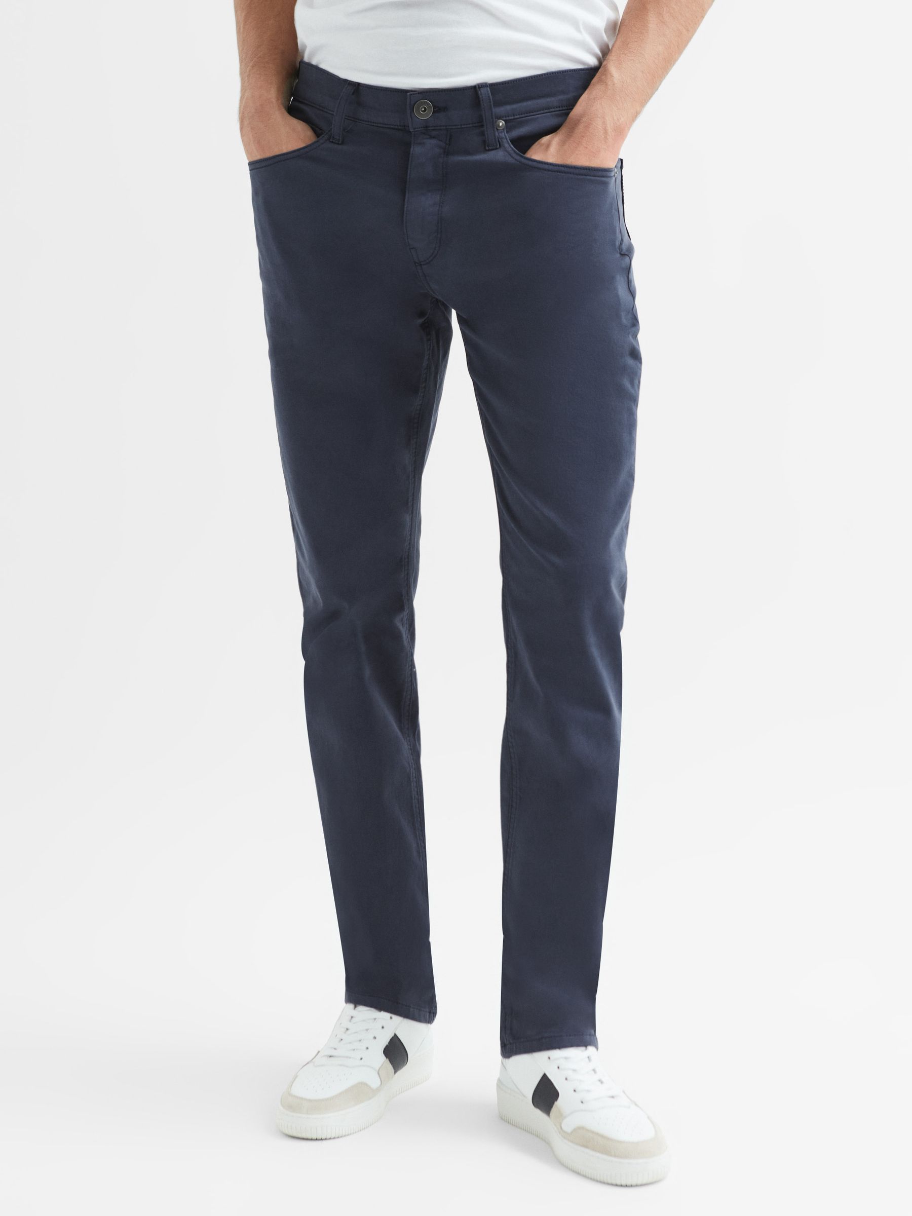 Paige Slim Fit Straight Leg Jeans in Rich Navy - Image 1 of 6