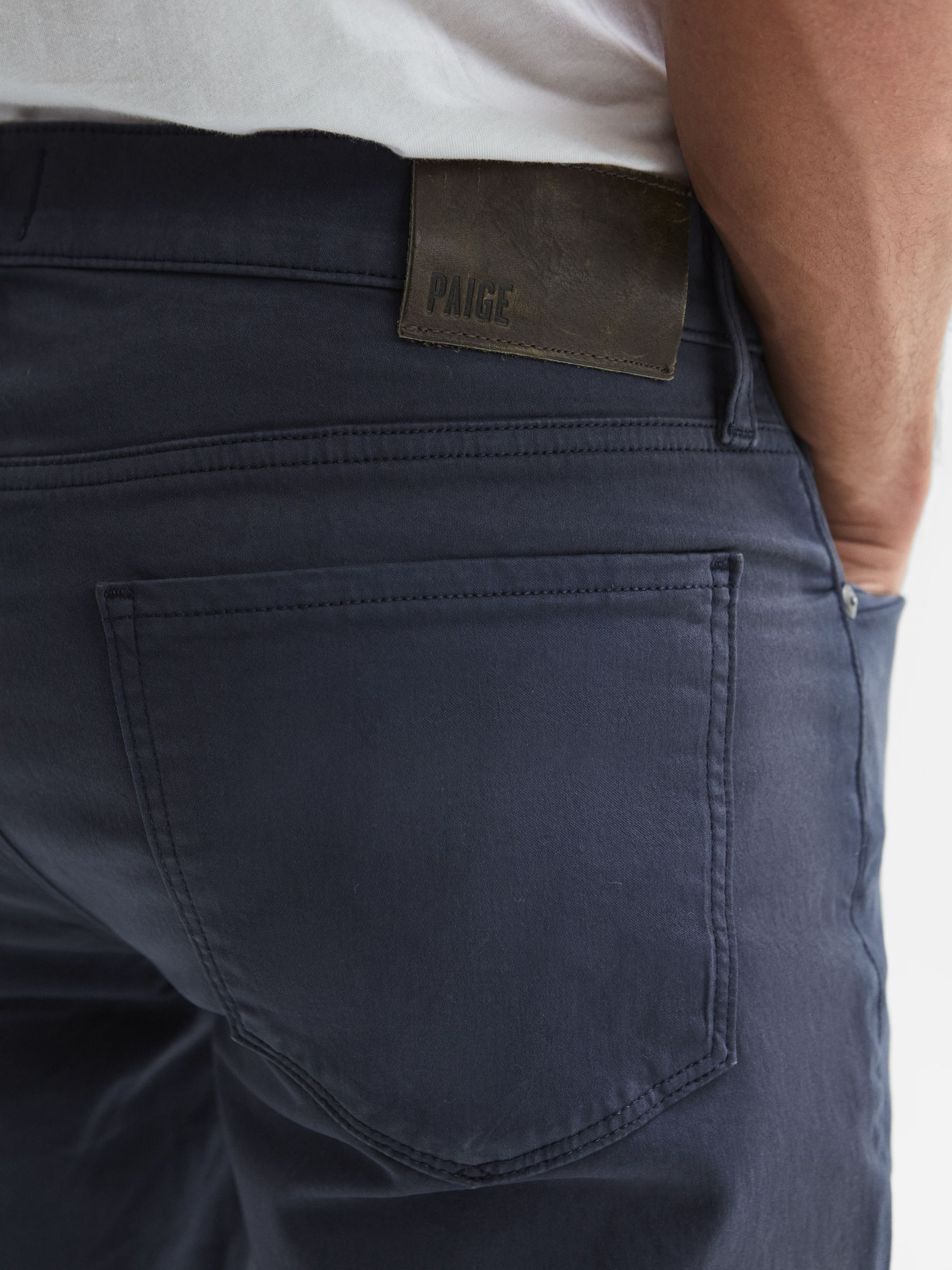 Paige Slim Fit Straight Leg Jeans in Rich Navy - Image 4 of 6