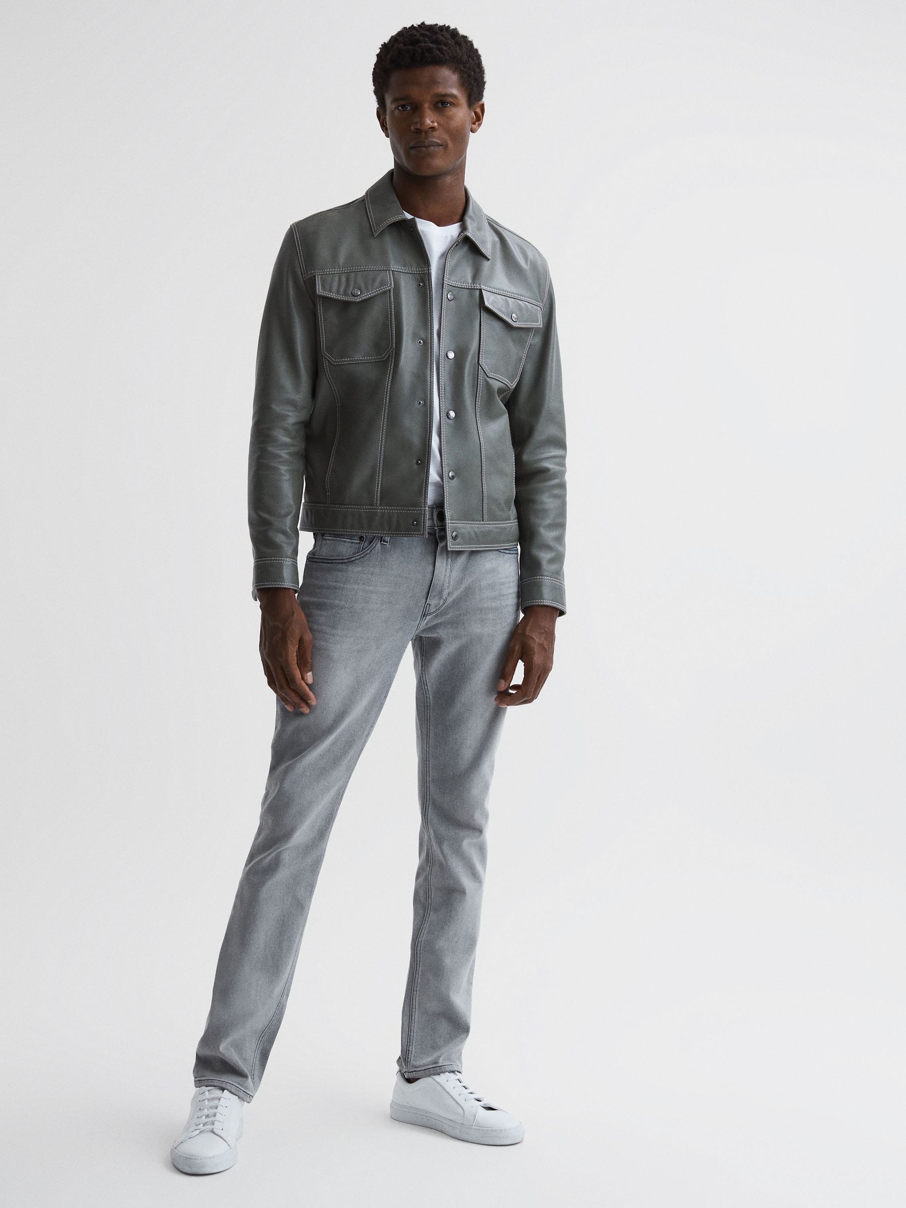 Paige Regular Fit Straight Leg Jeans in Delgado - Image 1 of 12