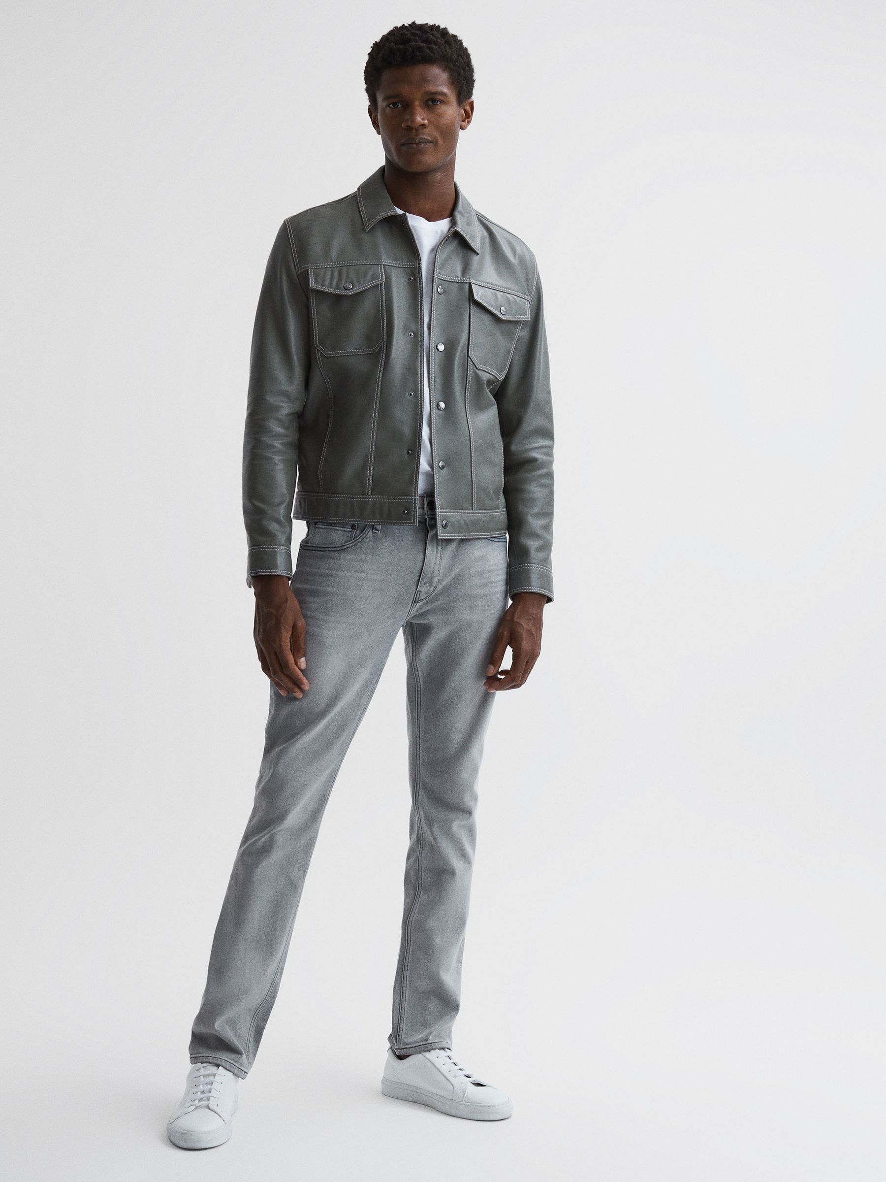 Paige Regular Fit Straight Leg Jeans in Delgado - Image 2 of 12