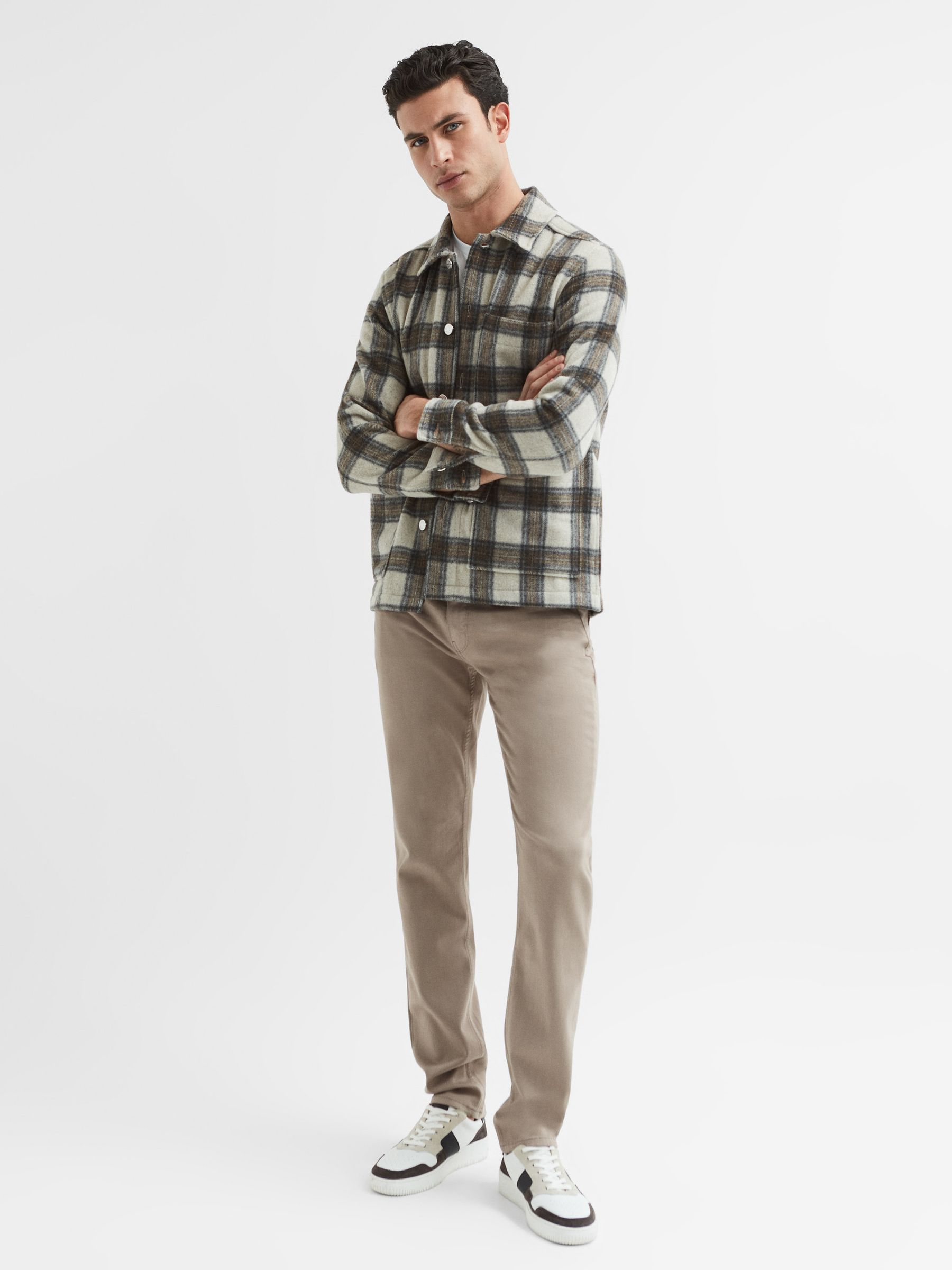 Paige Slim Fit High Stretch Jeans in Khaki Sand - Image 6 of 6