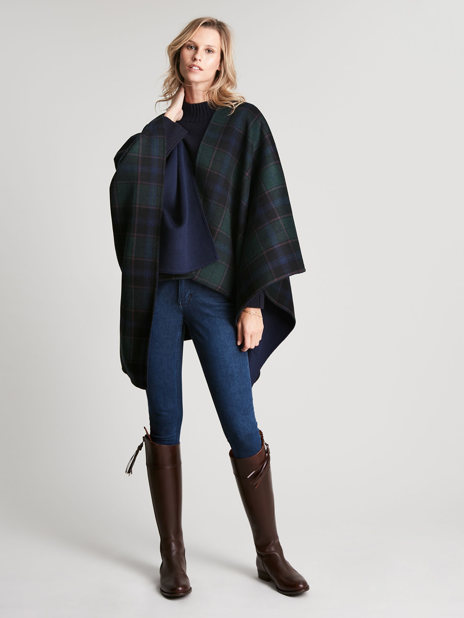 Filby Blue Reversible Wrap Cape - Image 3 of 7